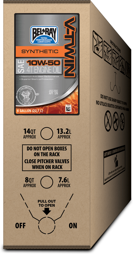 V-TWIN FULL SYN ENGINE OIL 4T 10W50 6GAL BIB