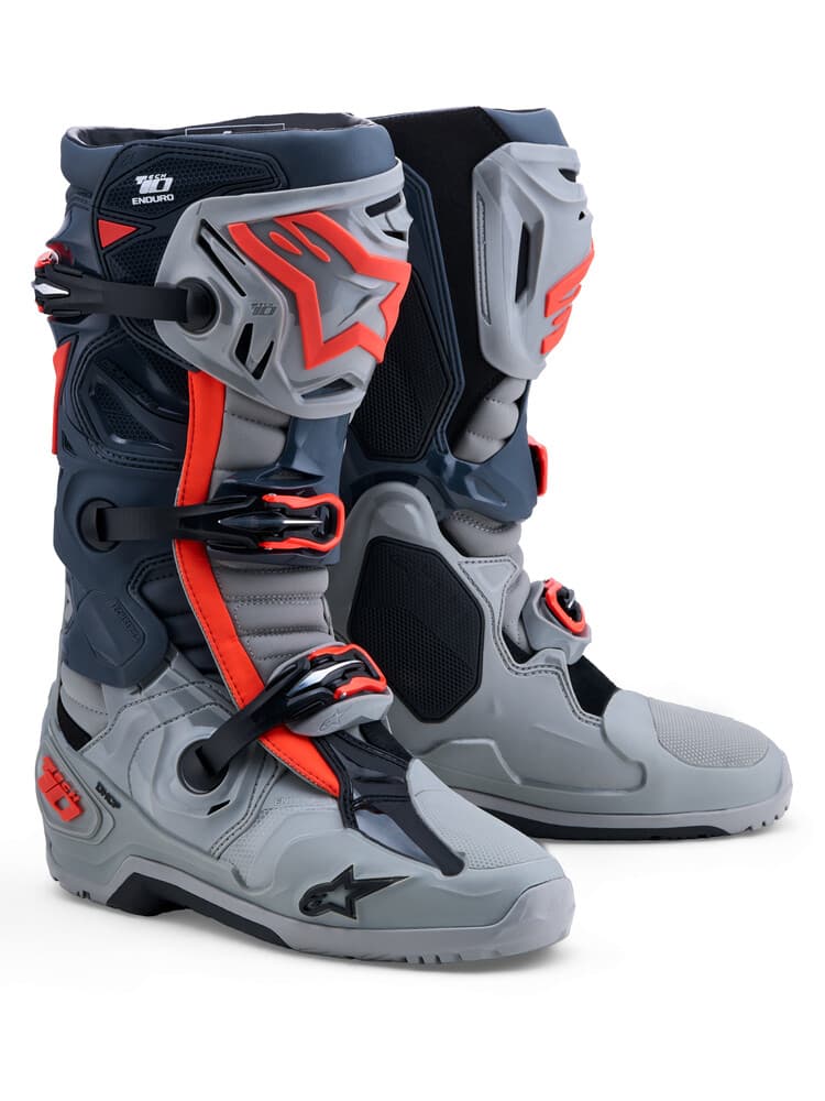 TECH 10 ENDURO BOOTS MID GRY/DRK GRY/RED FLUO 10