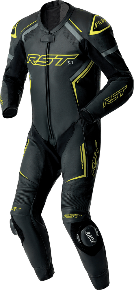RST S1 D3O Leather Suit — X-Large / Black/Grey/Fluorescent Yellow