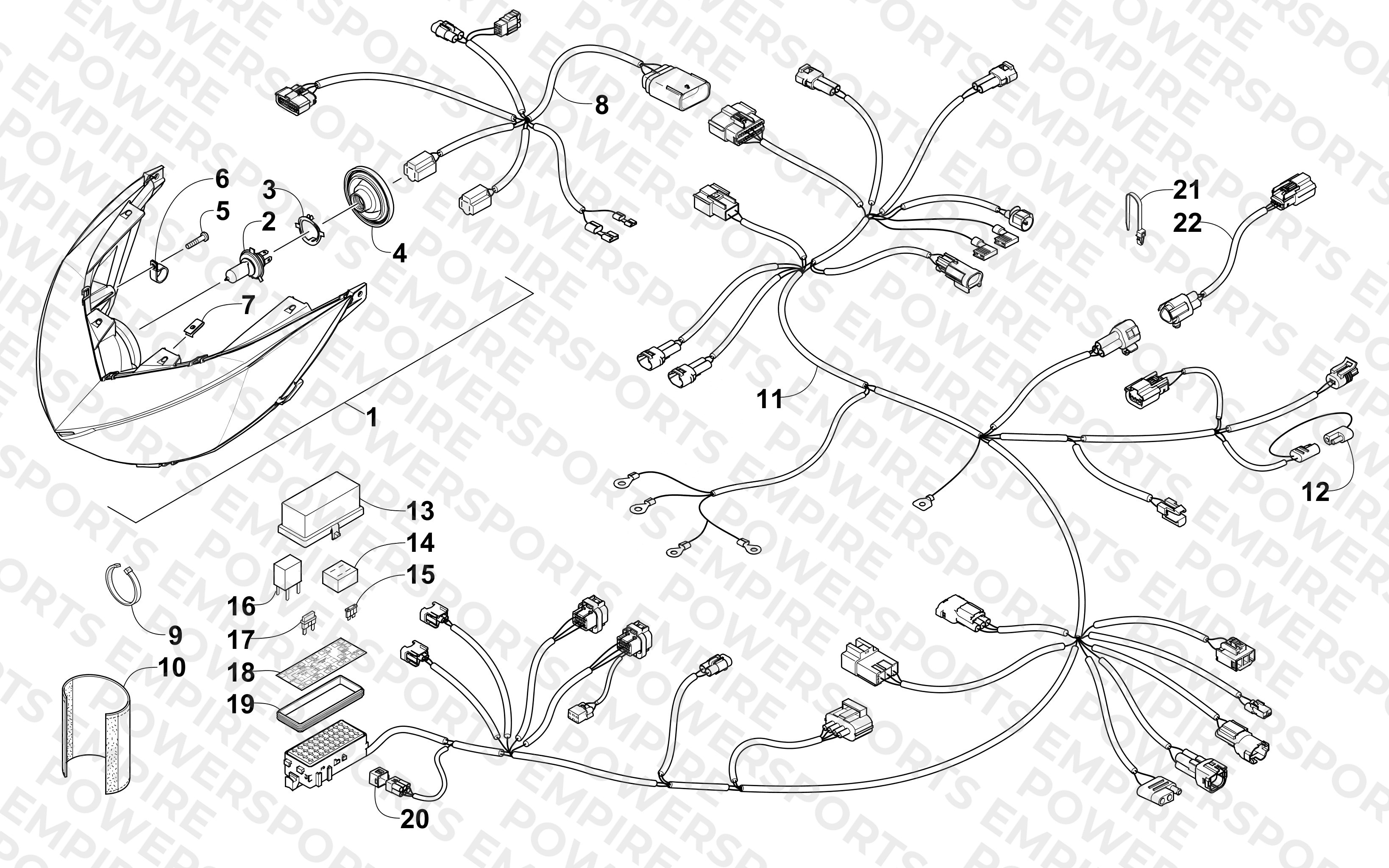 HEADLIGHT AND WIRING ASSEMBLIES