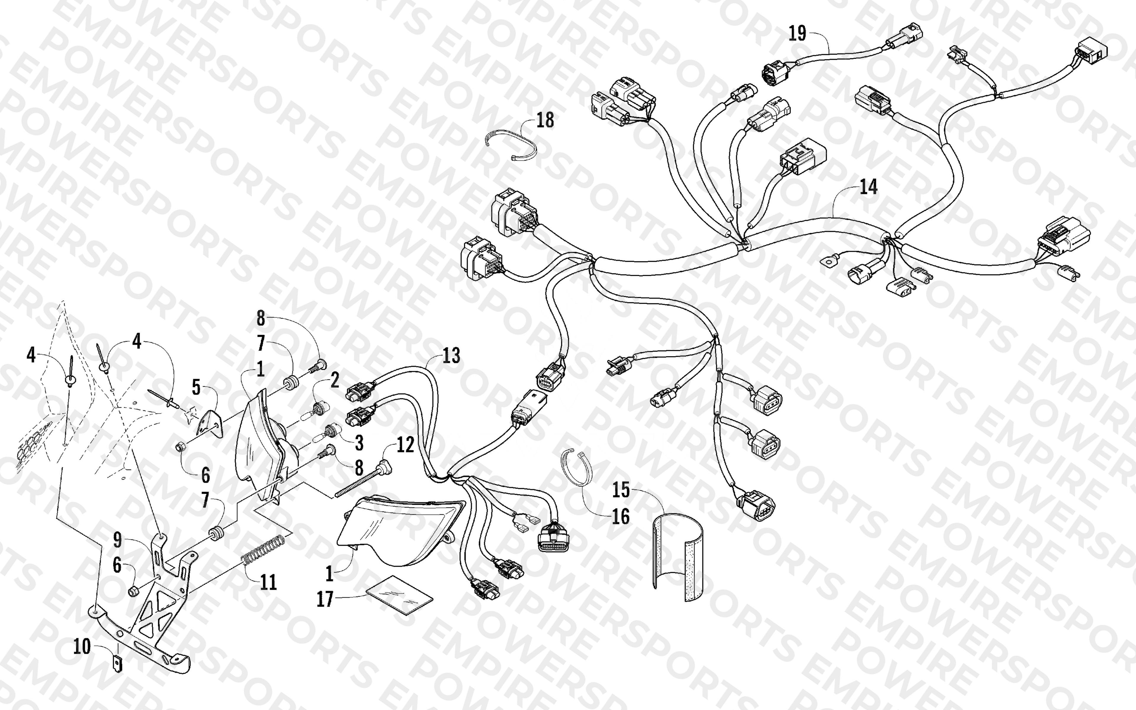 HEADLIGHT AND WIRING ASSEMBLY
