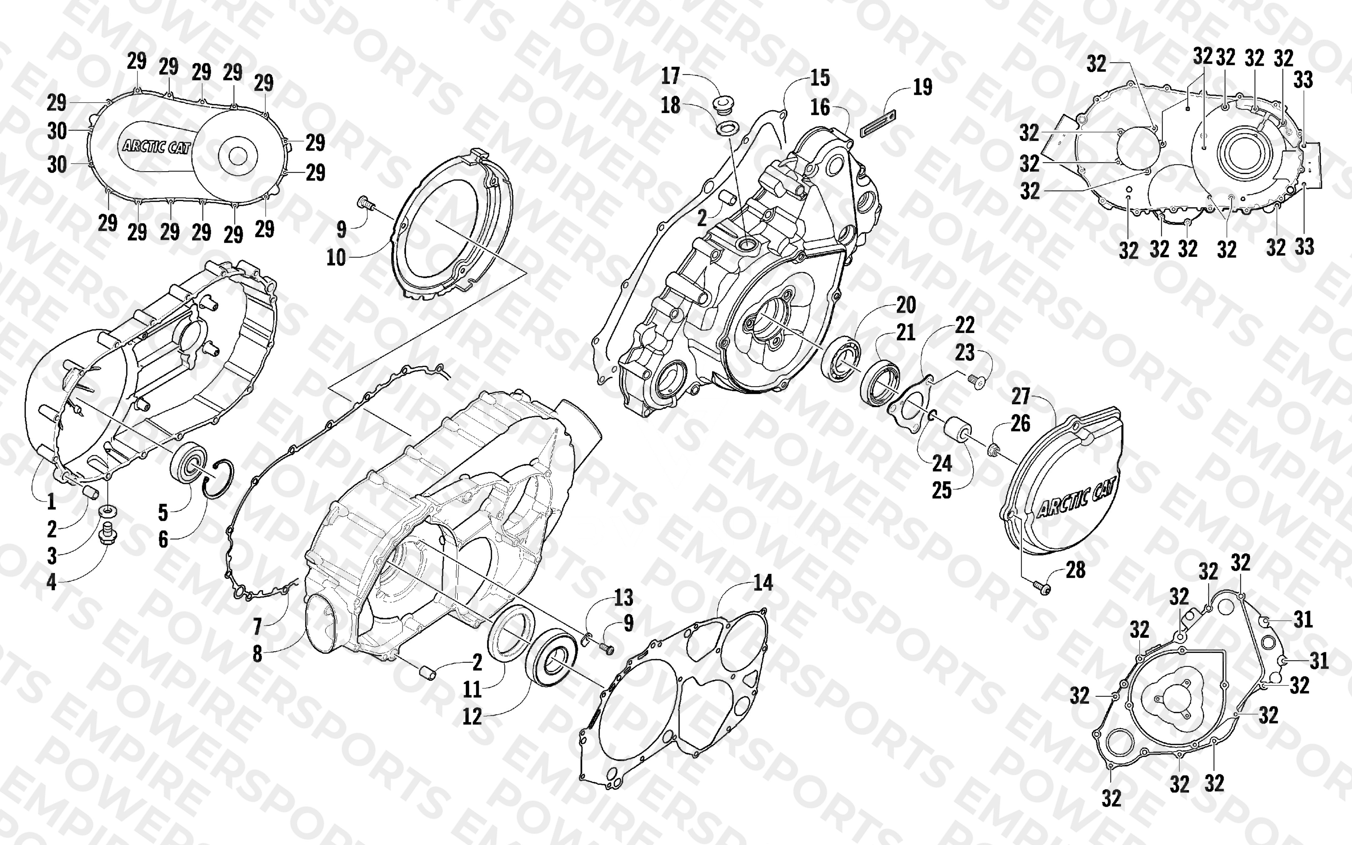 CLUTCH/V-BELT/MAGNETO COVER ASSEMBLY