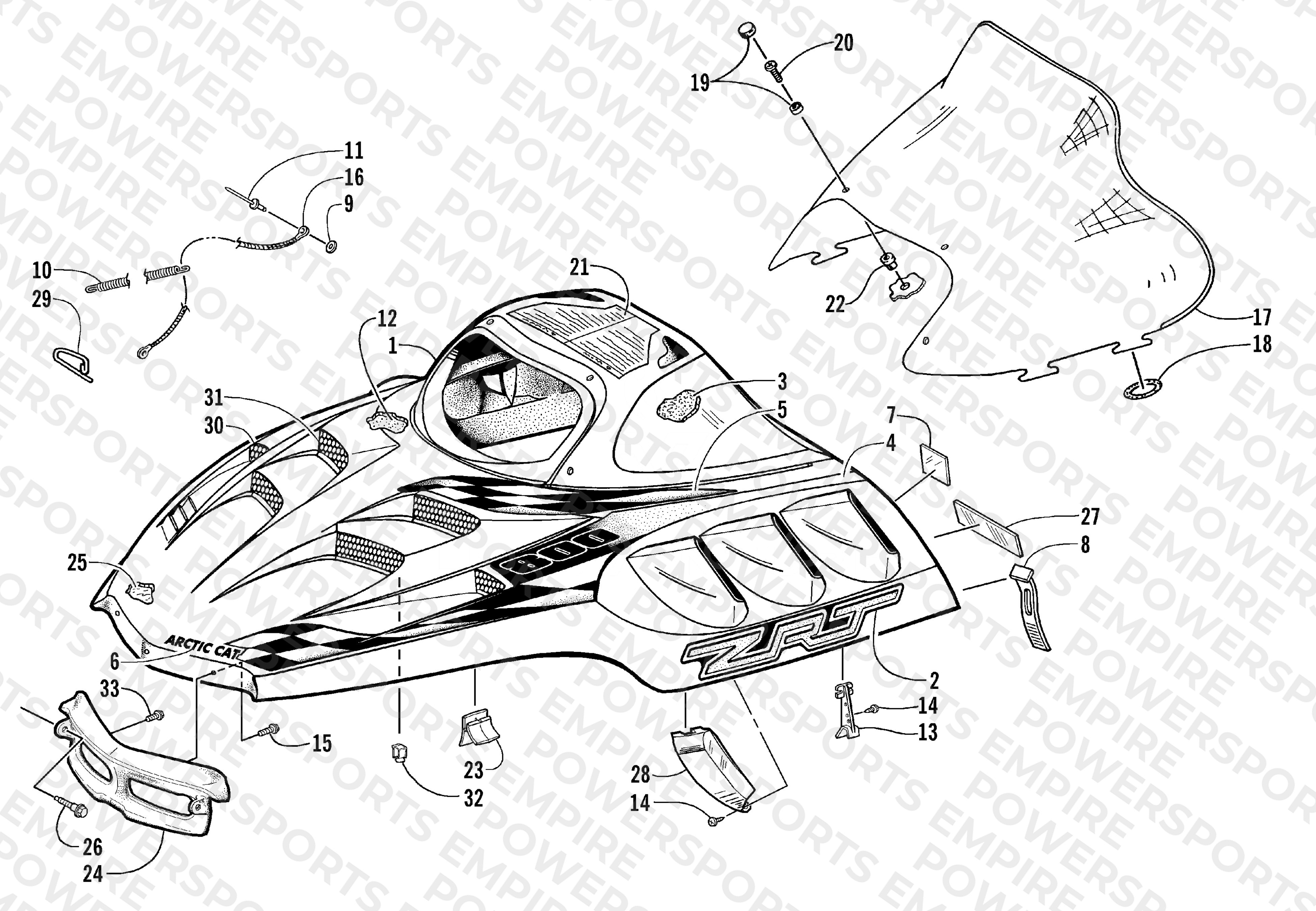 HOOD AND WINDSHIELD ASSEMBLY