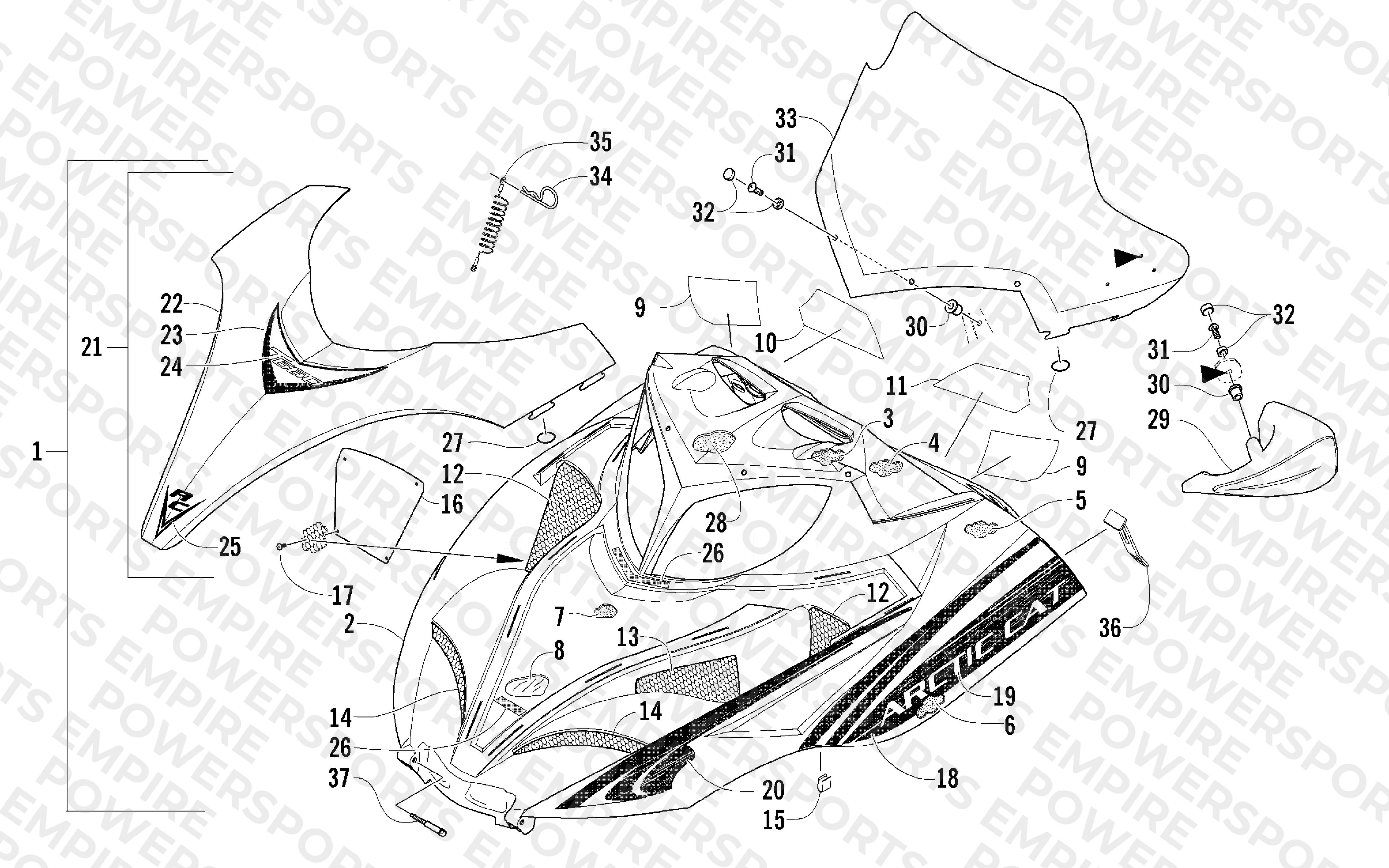 HOOD AND WINDSHIELD ASSEMBLY