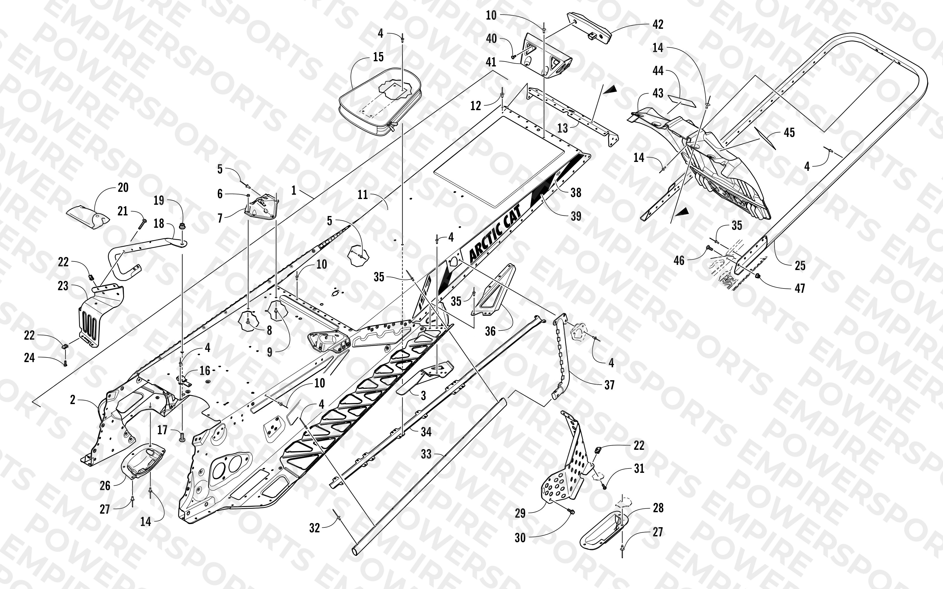 TUNNEL, REAR BUMPER, AND SNOWFLAP ASSEMBLY