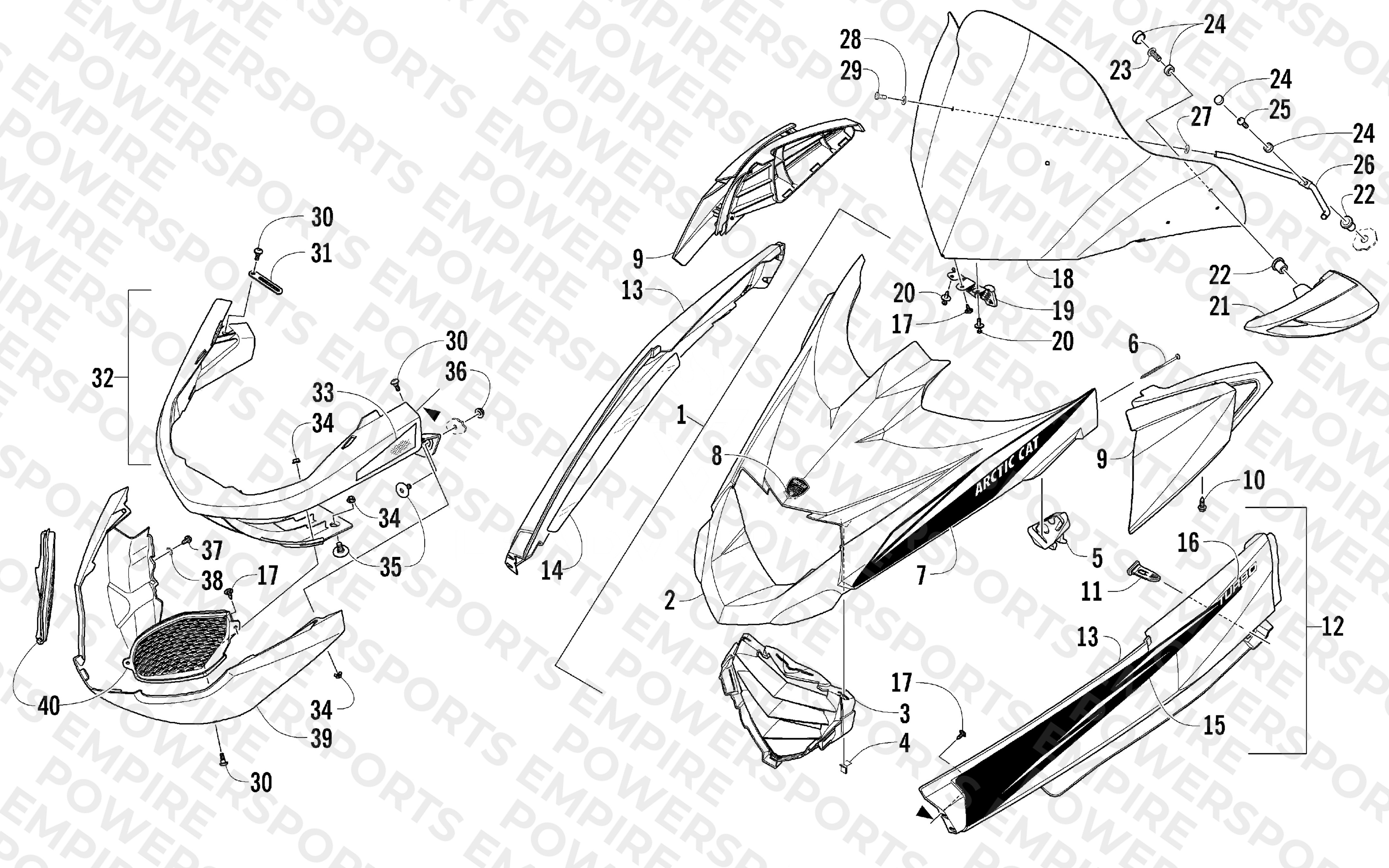 HOOD, WINDSHIELD, AND FRONT BUMPER ASSEMBLY
