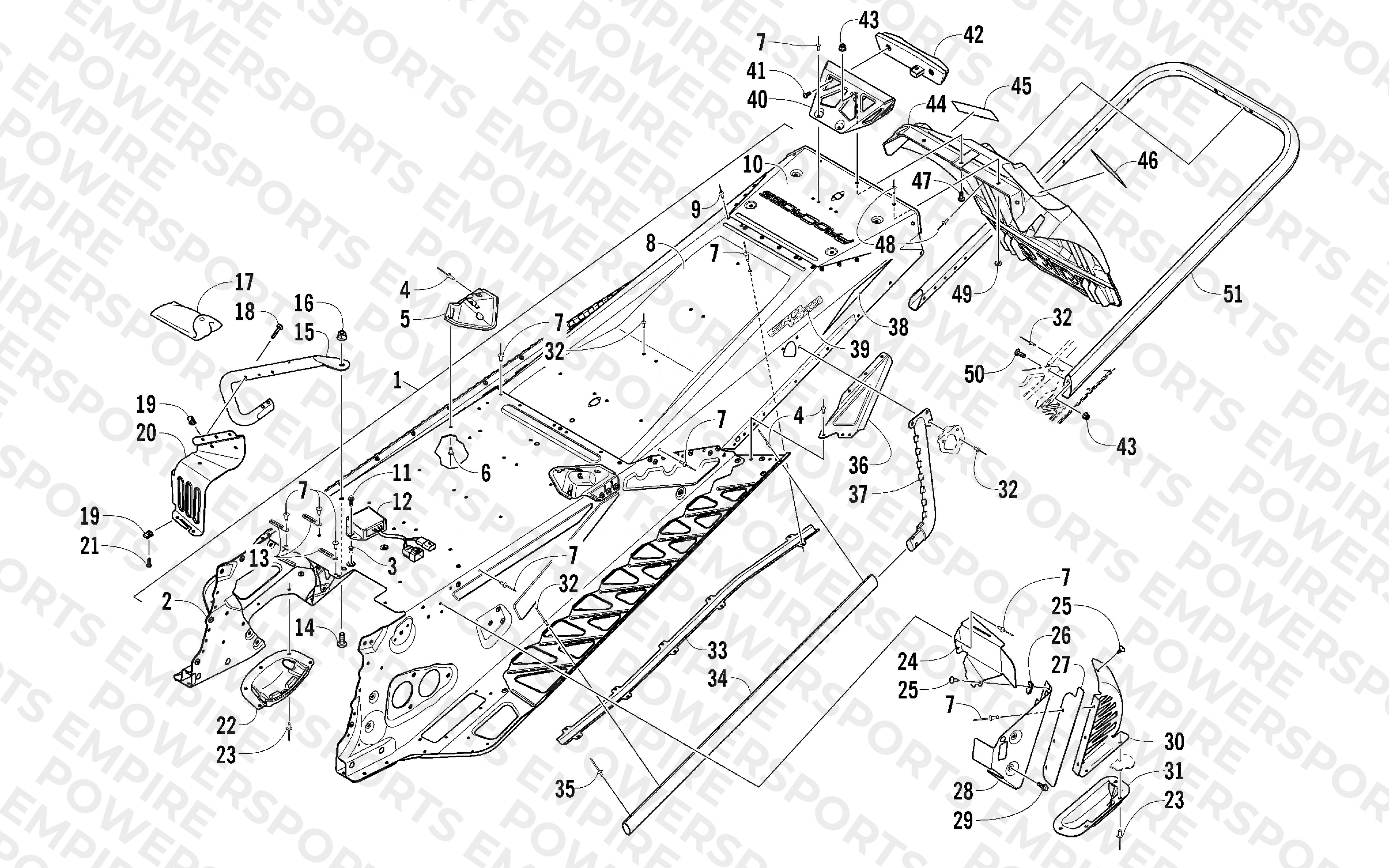 TUNNEL, REAR BUMPER, AND SNOWFLAP ASSEMBLY