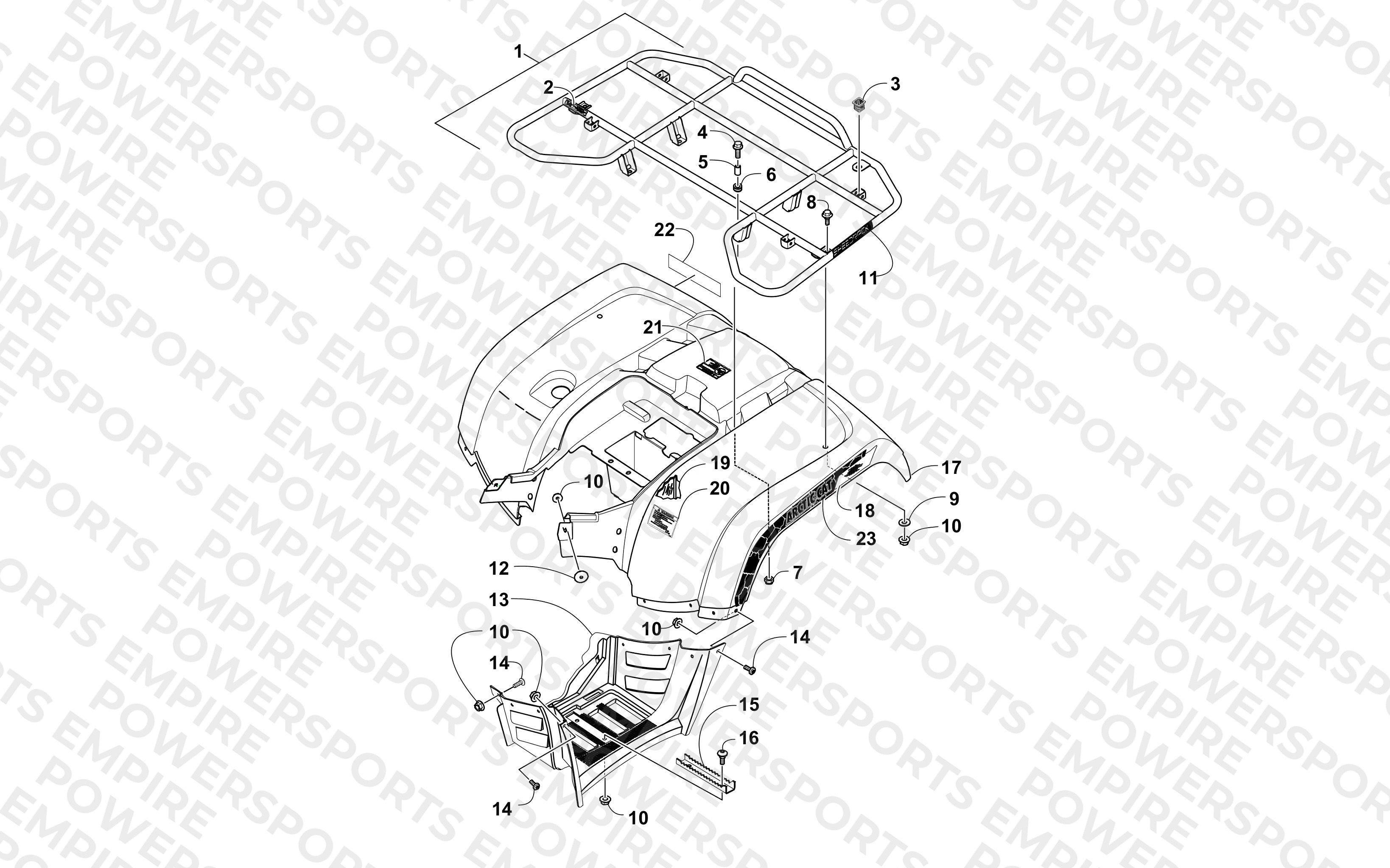 REAR RACK, BODY PANEL, AND FOOTWELL ASSEMBLIES