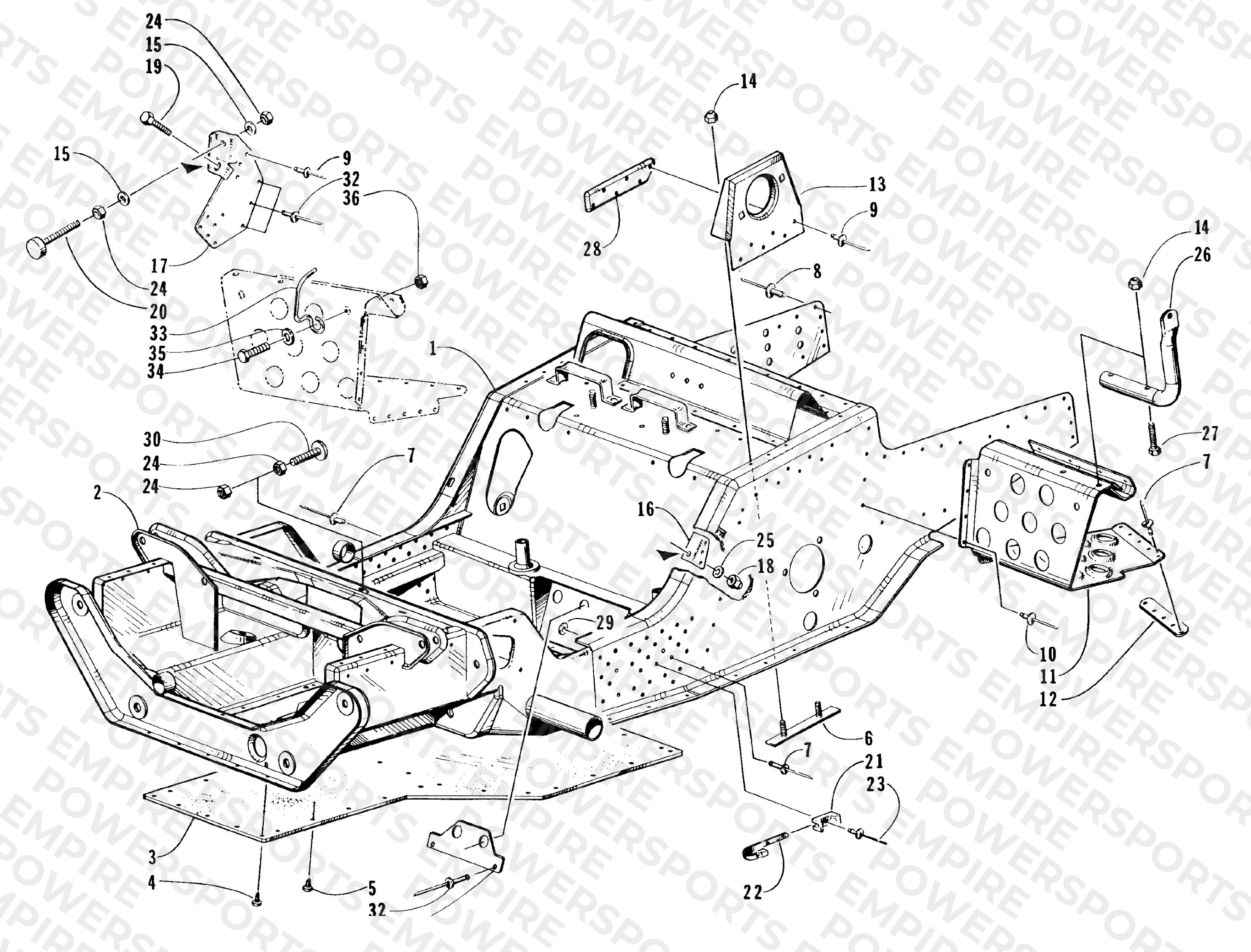 FRONT FRAME AND FOOTREST ASSEMBLY