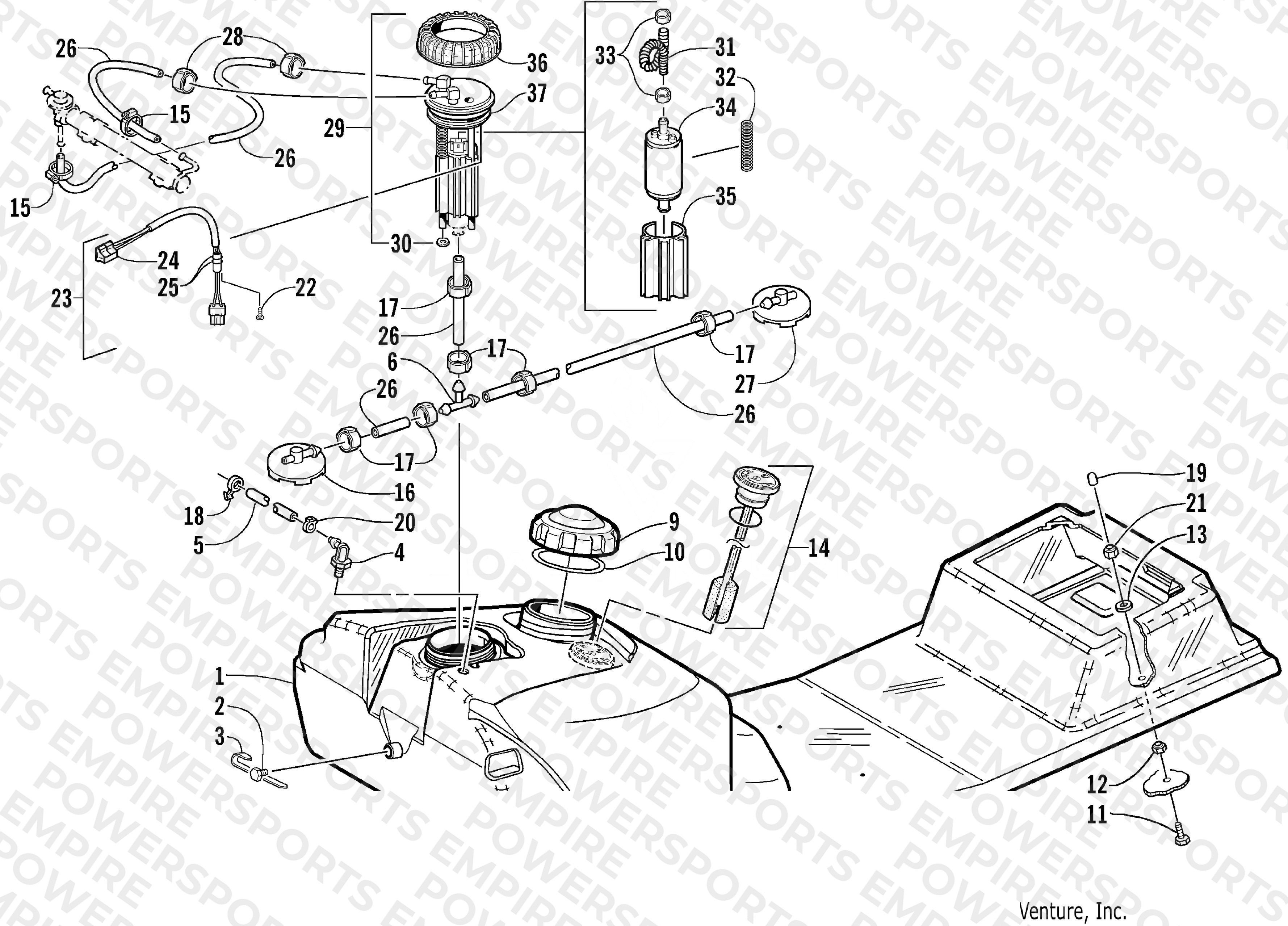 GAS TANK AND FUEL PUMP ASSEMBLIES