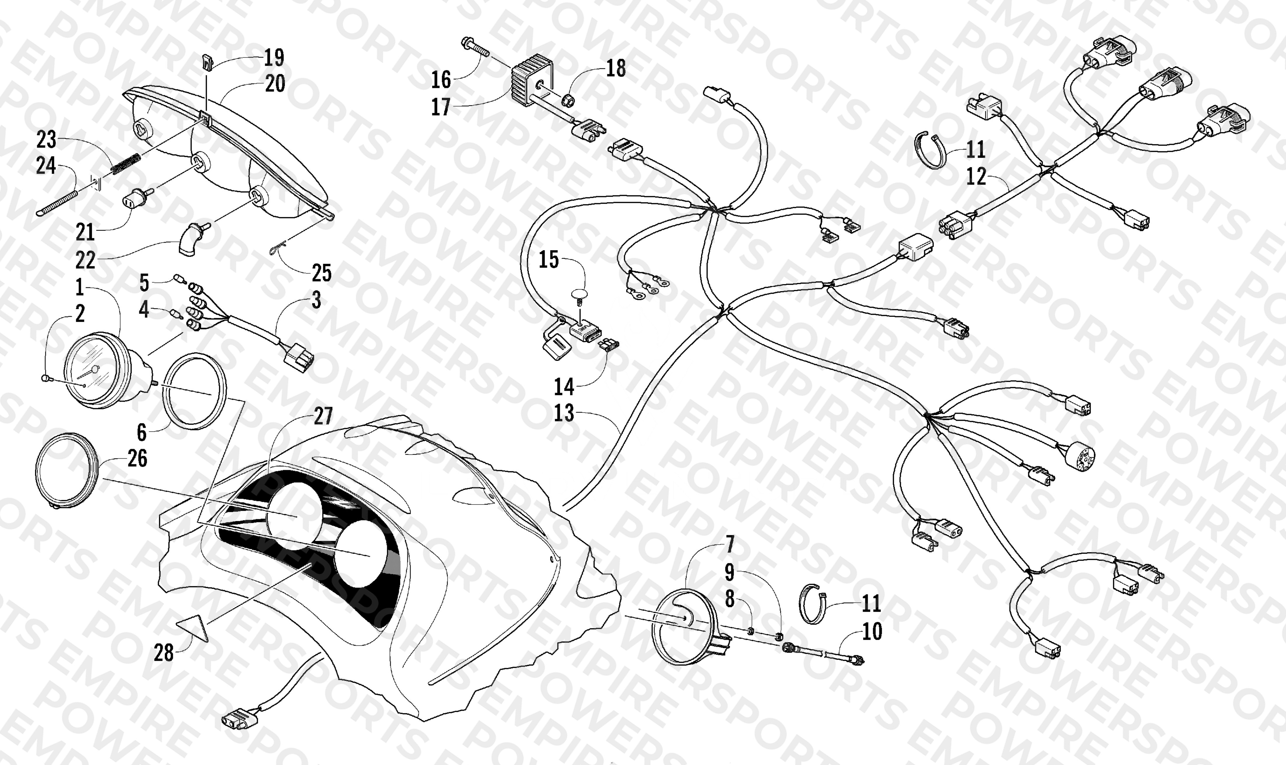 HEADLIGHT, INSTRUMENTS, AND WIRING ASSEMBLIES