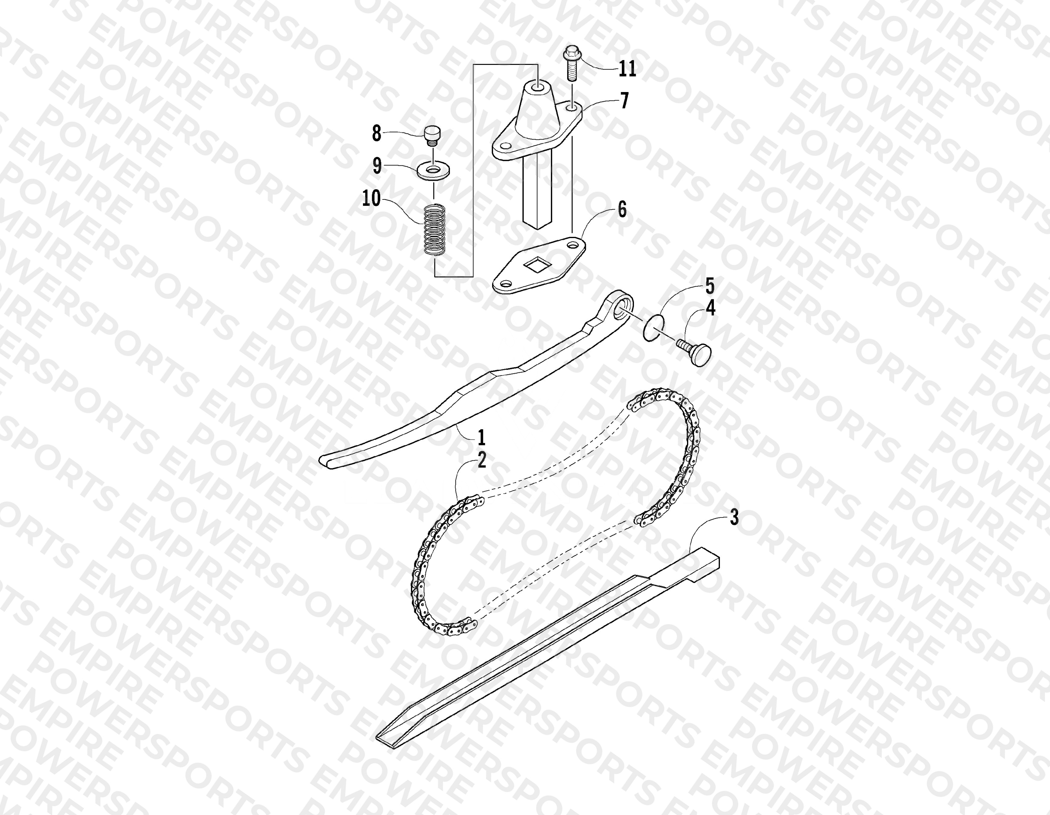 CAM CHAIN AND TENSIONER ASSEMBLY