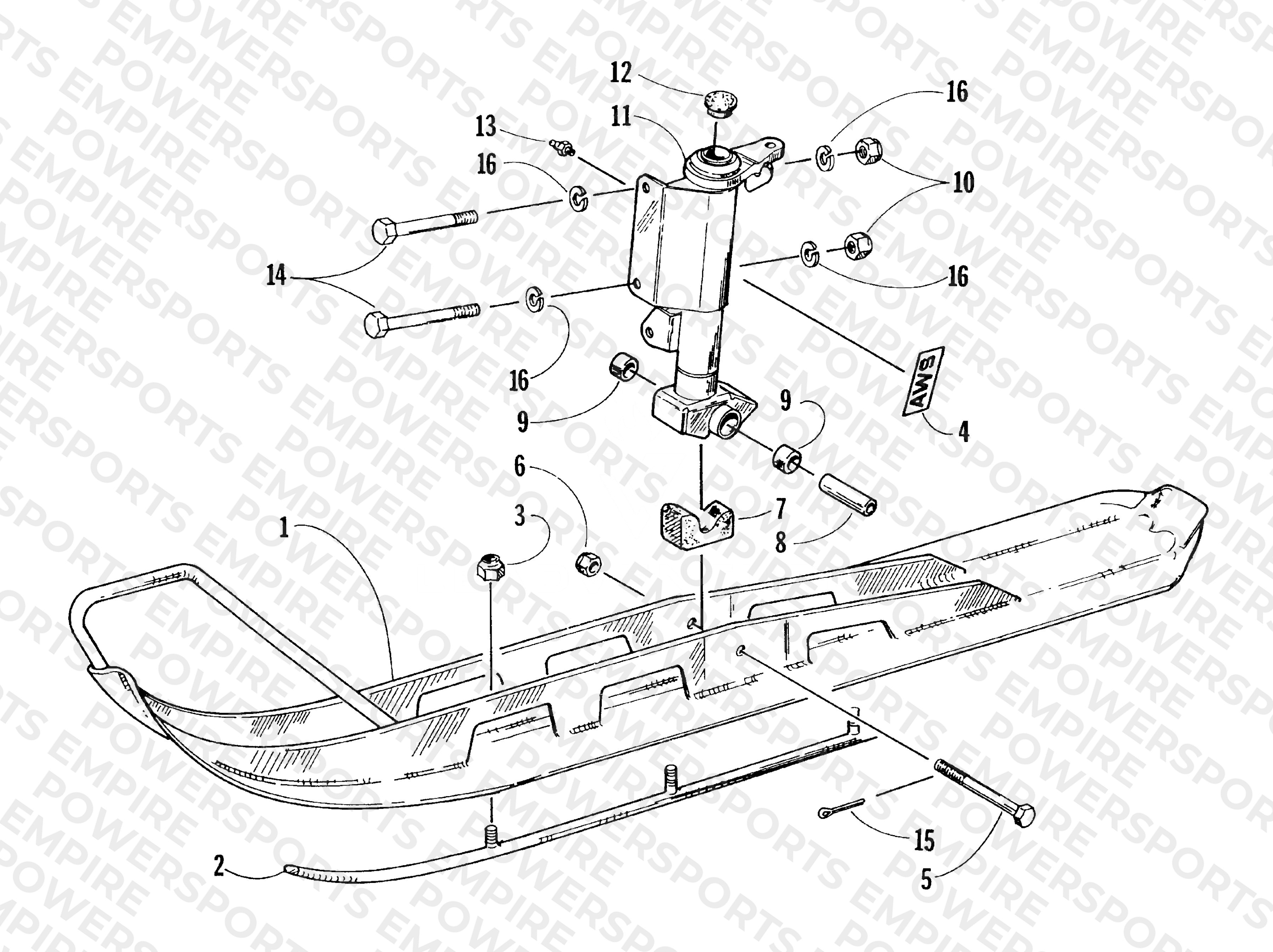 SKI AND SPINDLE ASSEMBLY