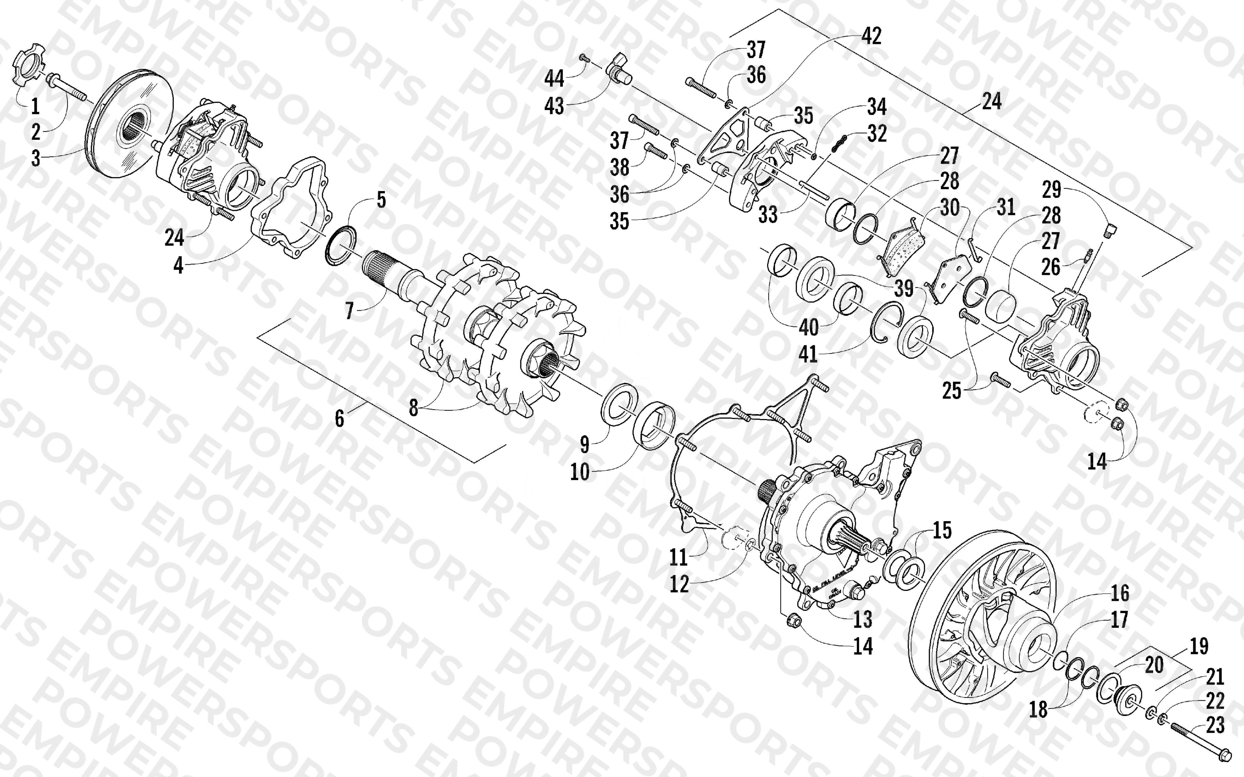DRIVE TRAIN SHAFT AND BRAKE ASSEMBLIES