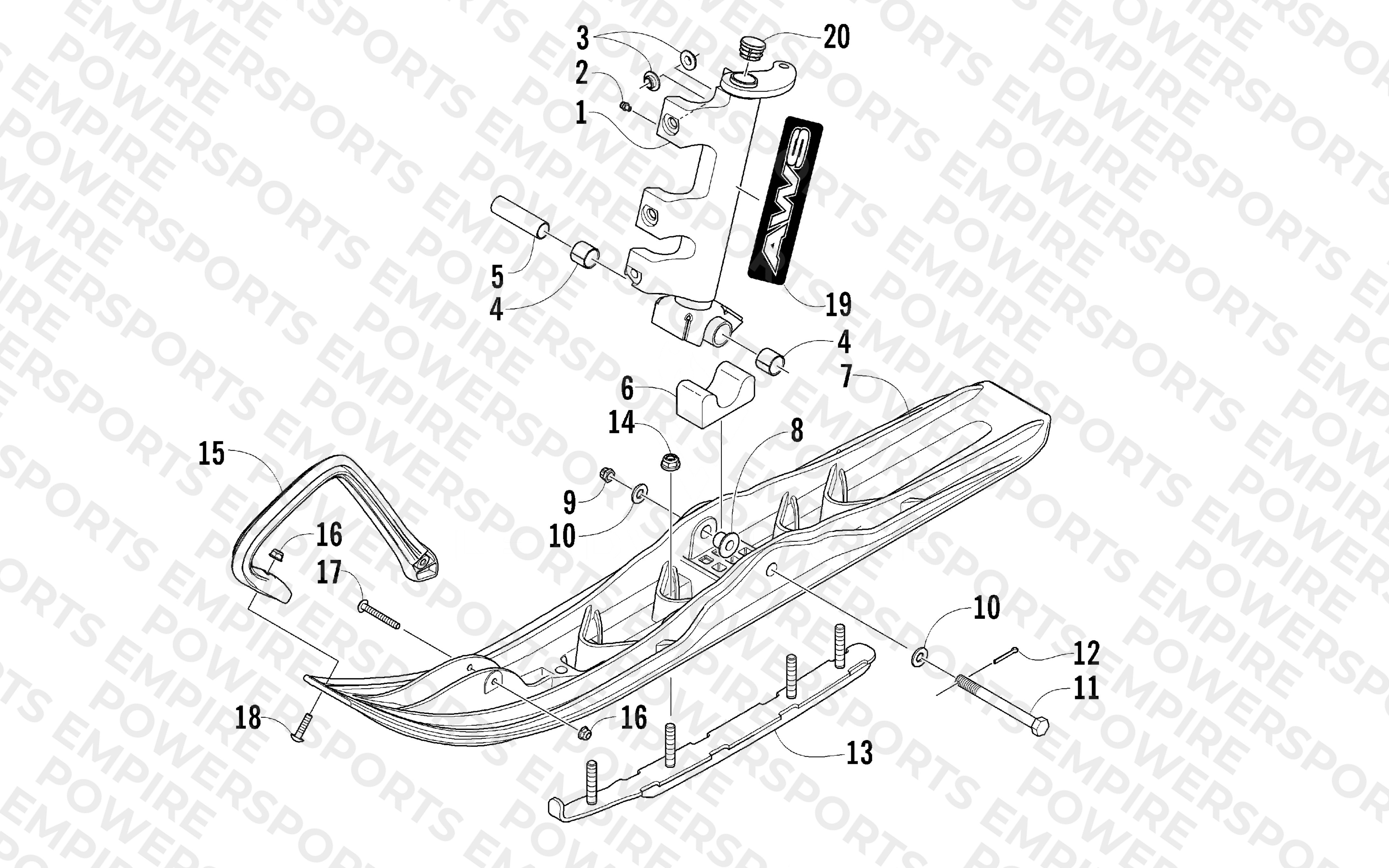 SKI AND SPINDLE ASSEMBLY