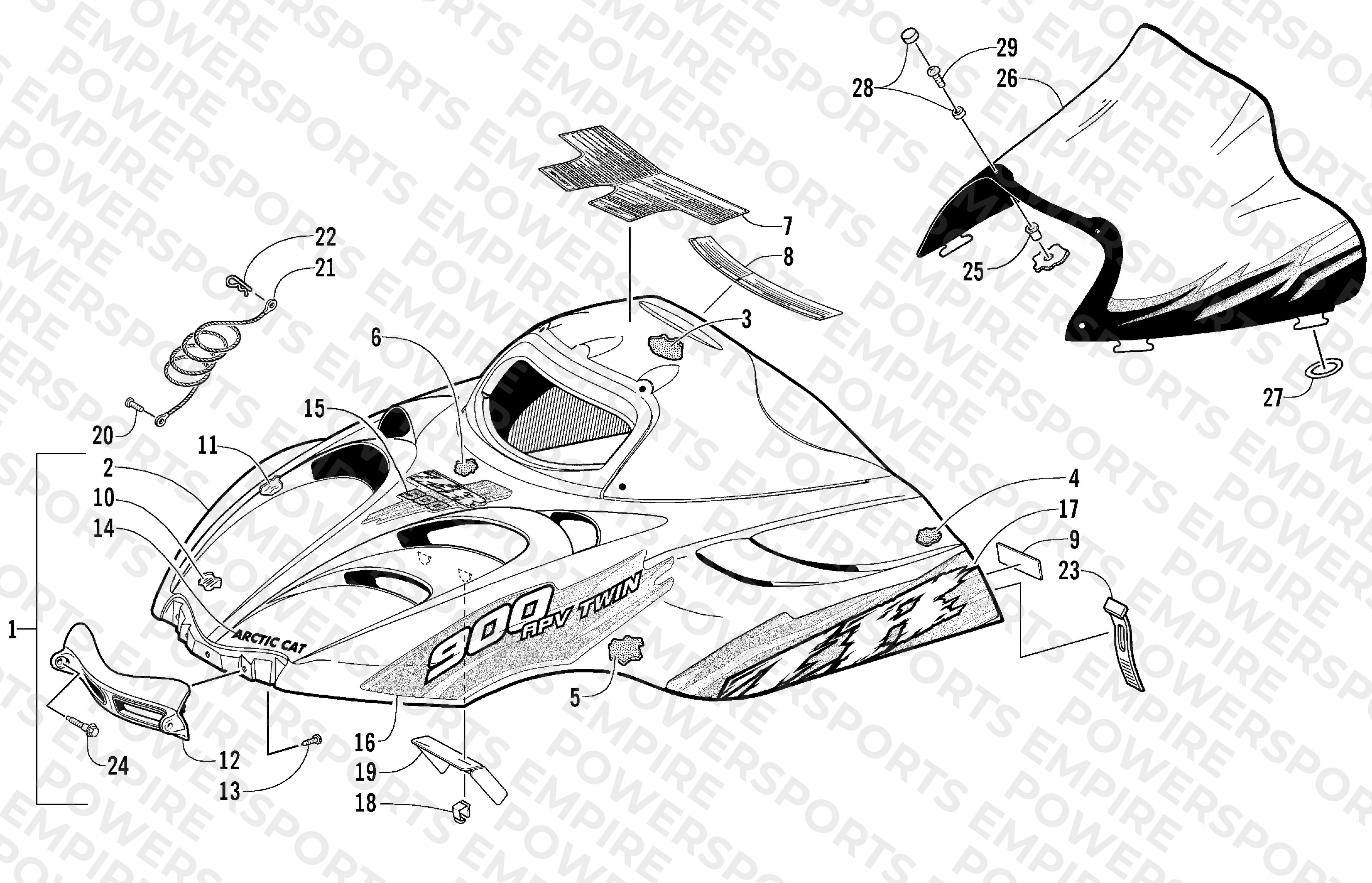 HOOD AND WINDSHIELD ASSEMBLY