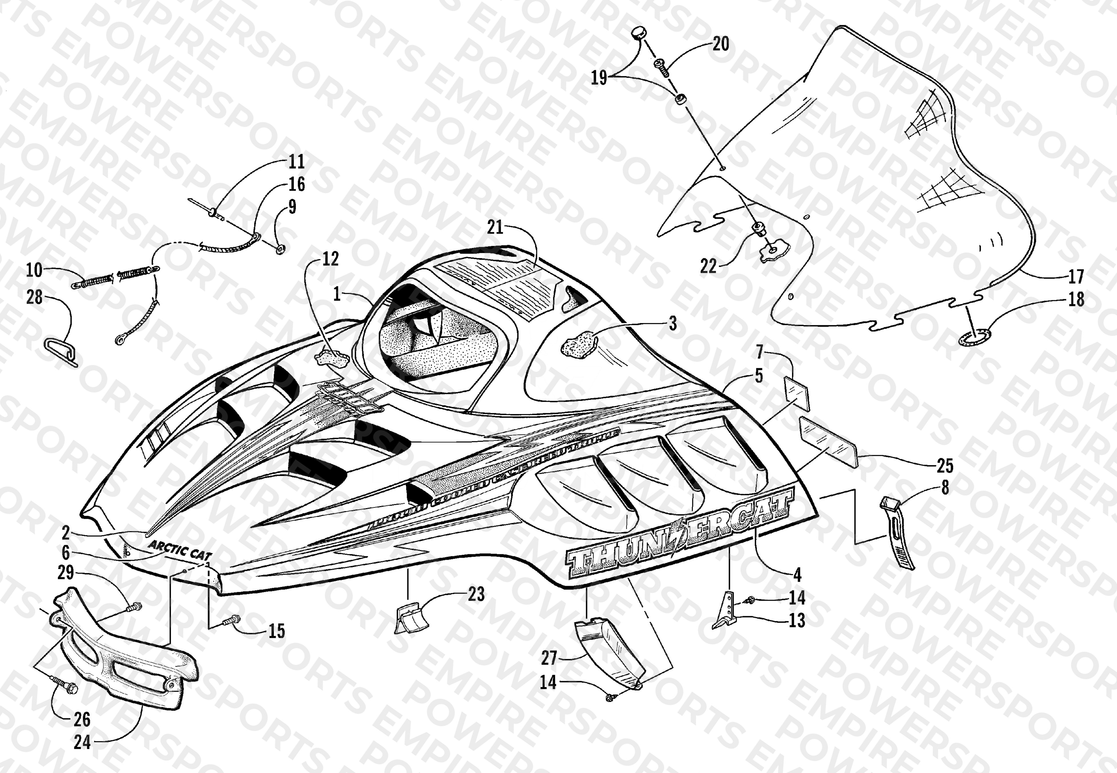 HOOD AND WINDSHIELD ASSEMBLY