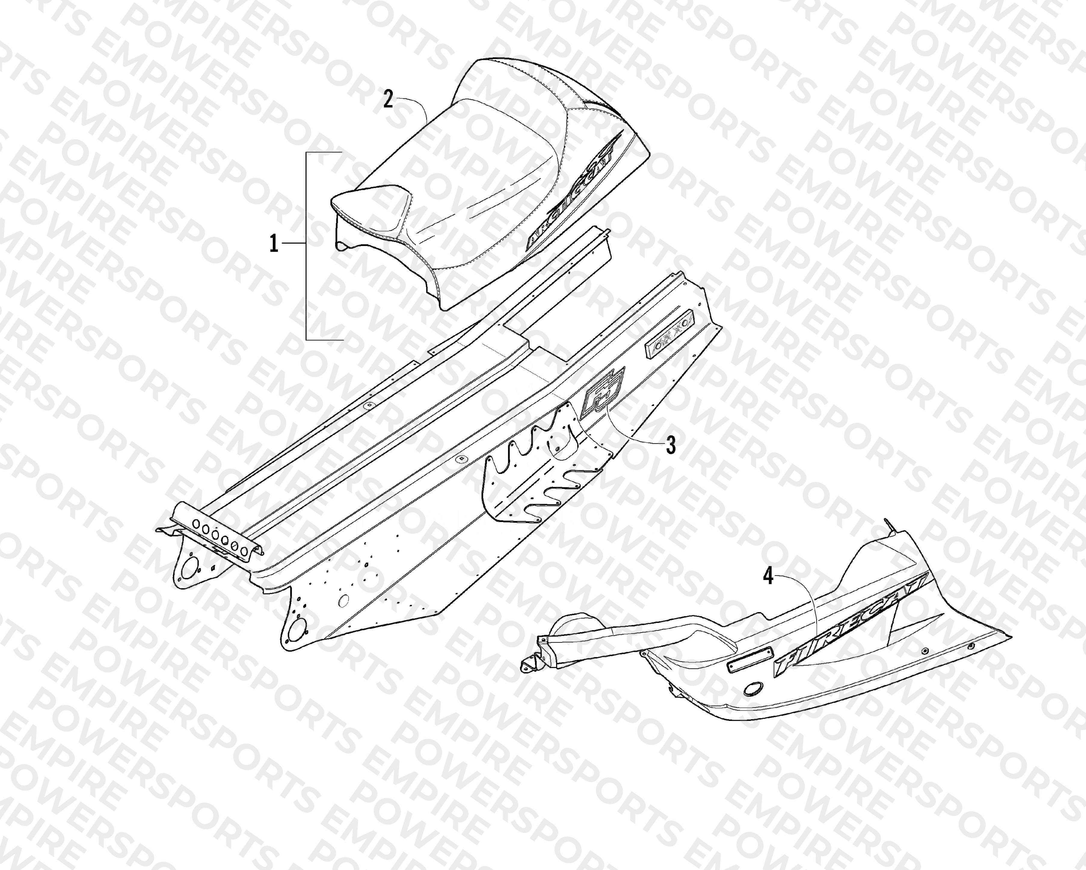 BELLY PAN, TUNNEL, AND SEAT ASSEMBLIES (Sabercat)