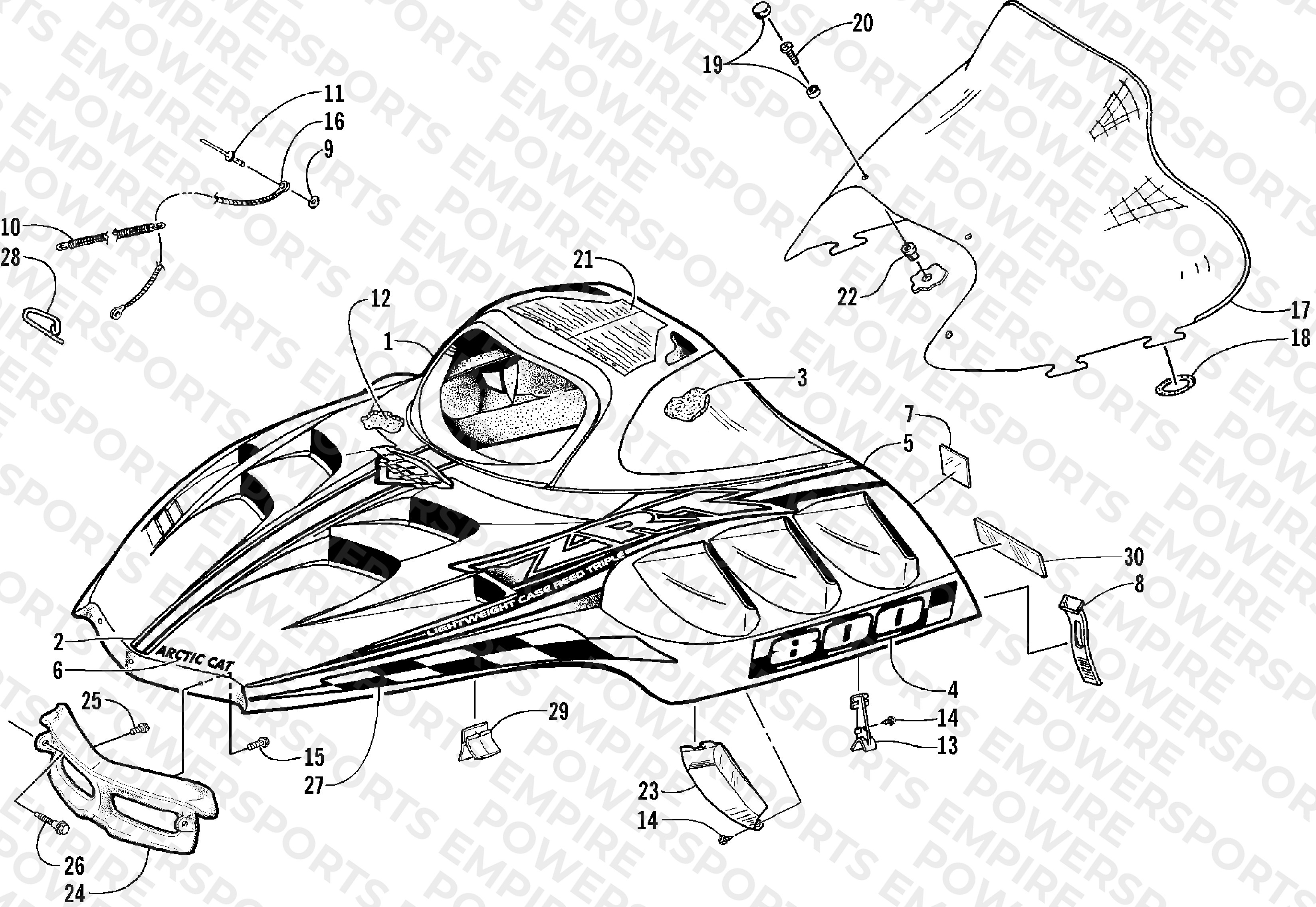HOOD AND WINDSHIELD ASSEMBLY