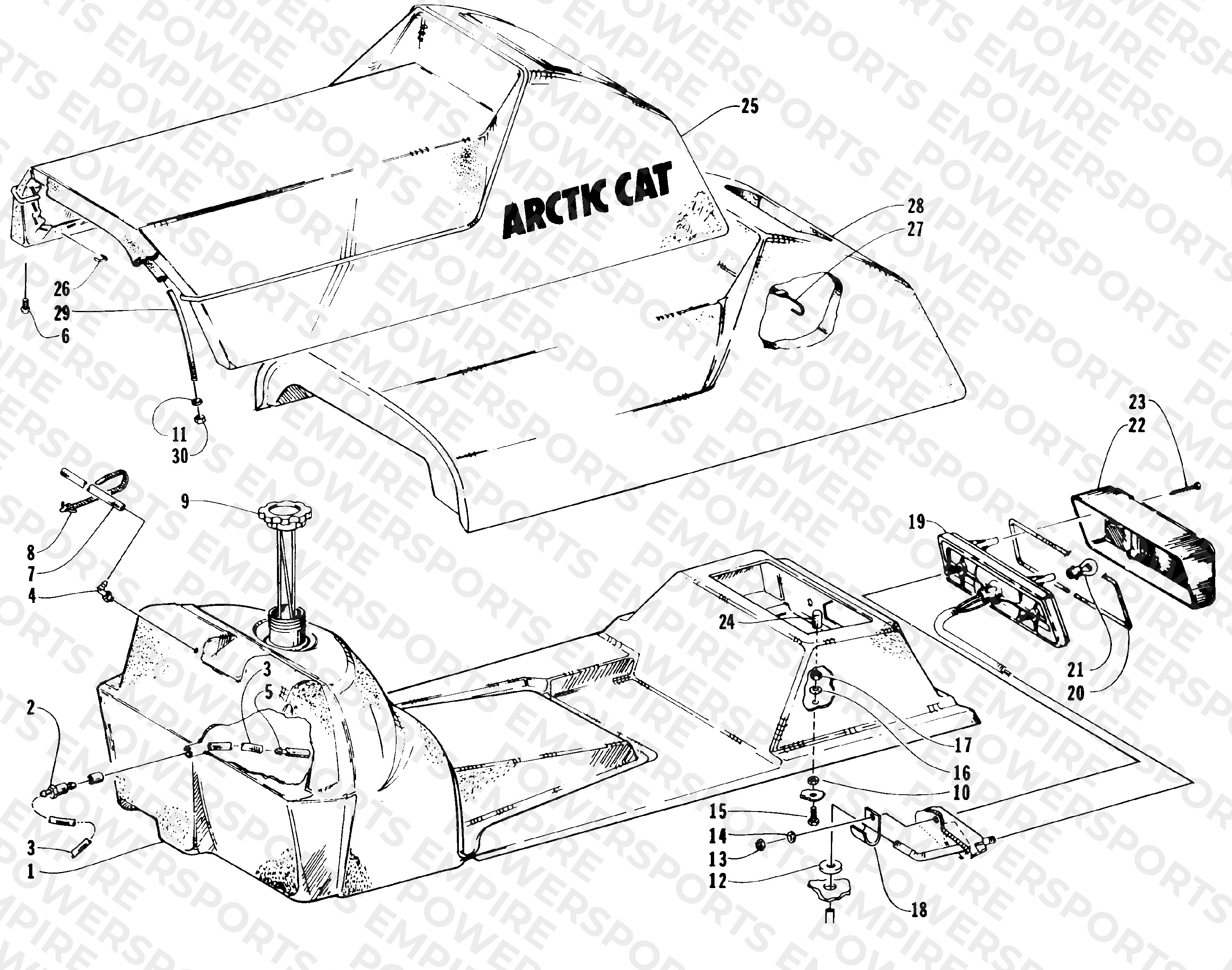 GAS TANK, SEAT, AND TAILLIGHT ASSEMBLY