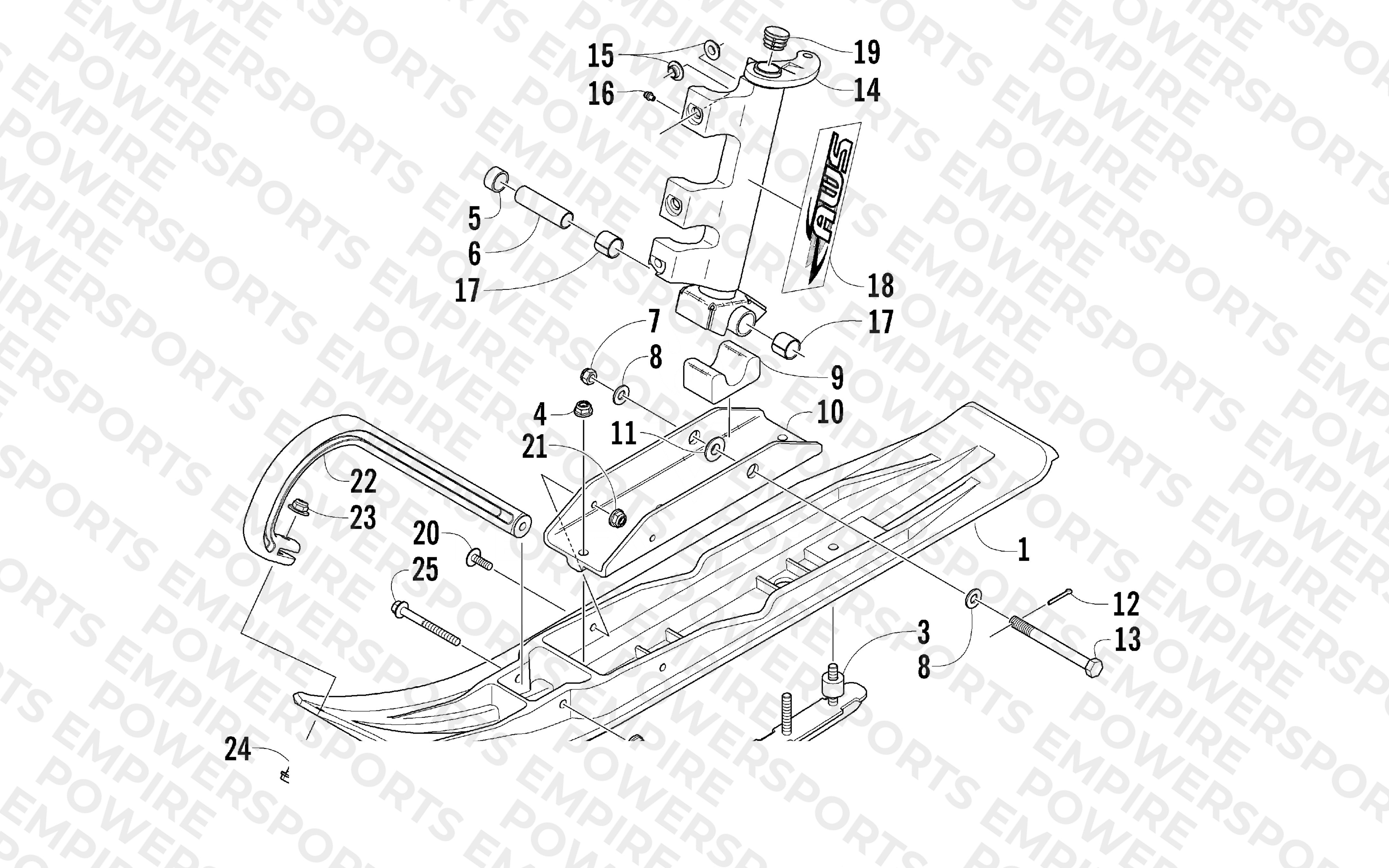 SKI AND SPINDLE ASSEMBLY