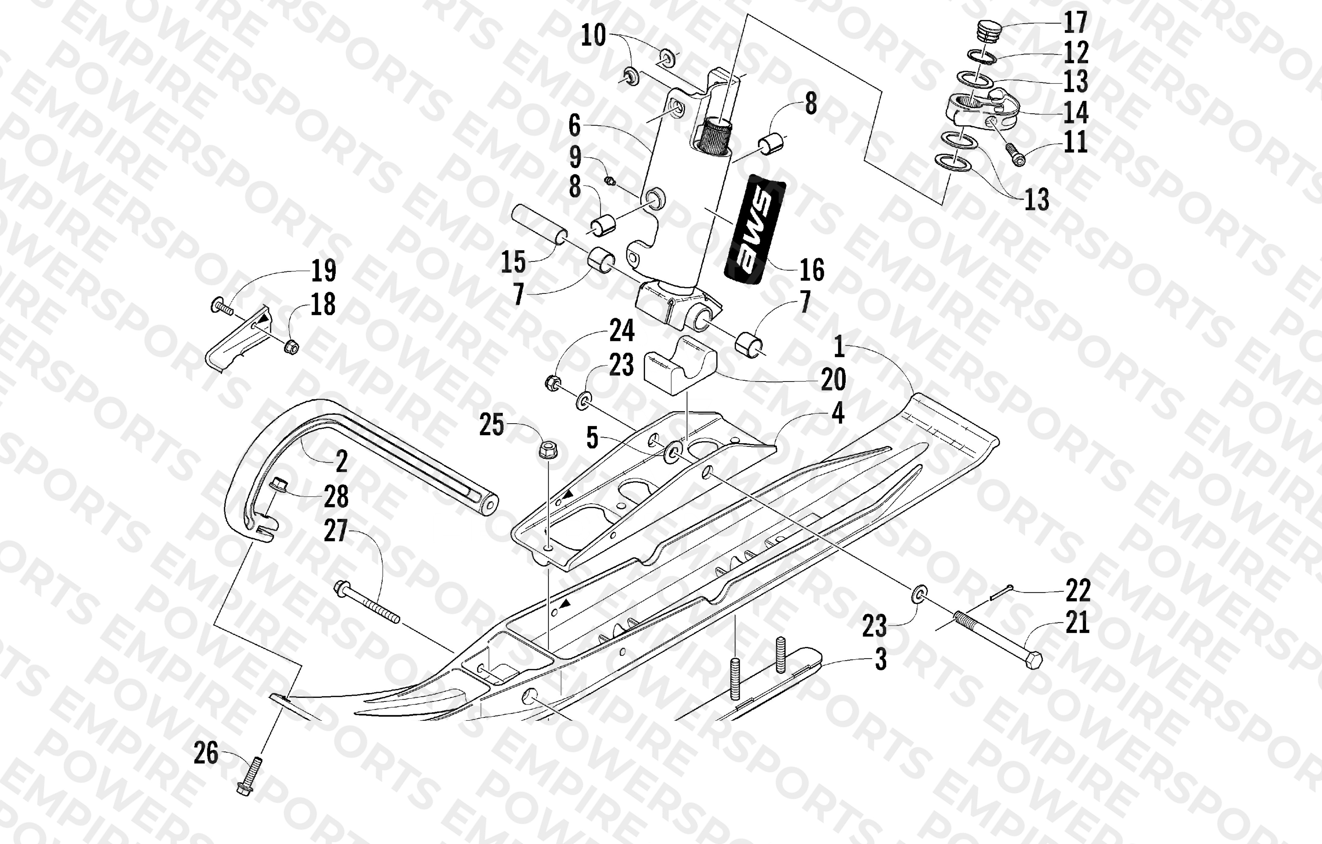 SKI AND SPINDLE ASSEMBLY