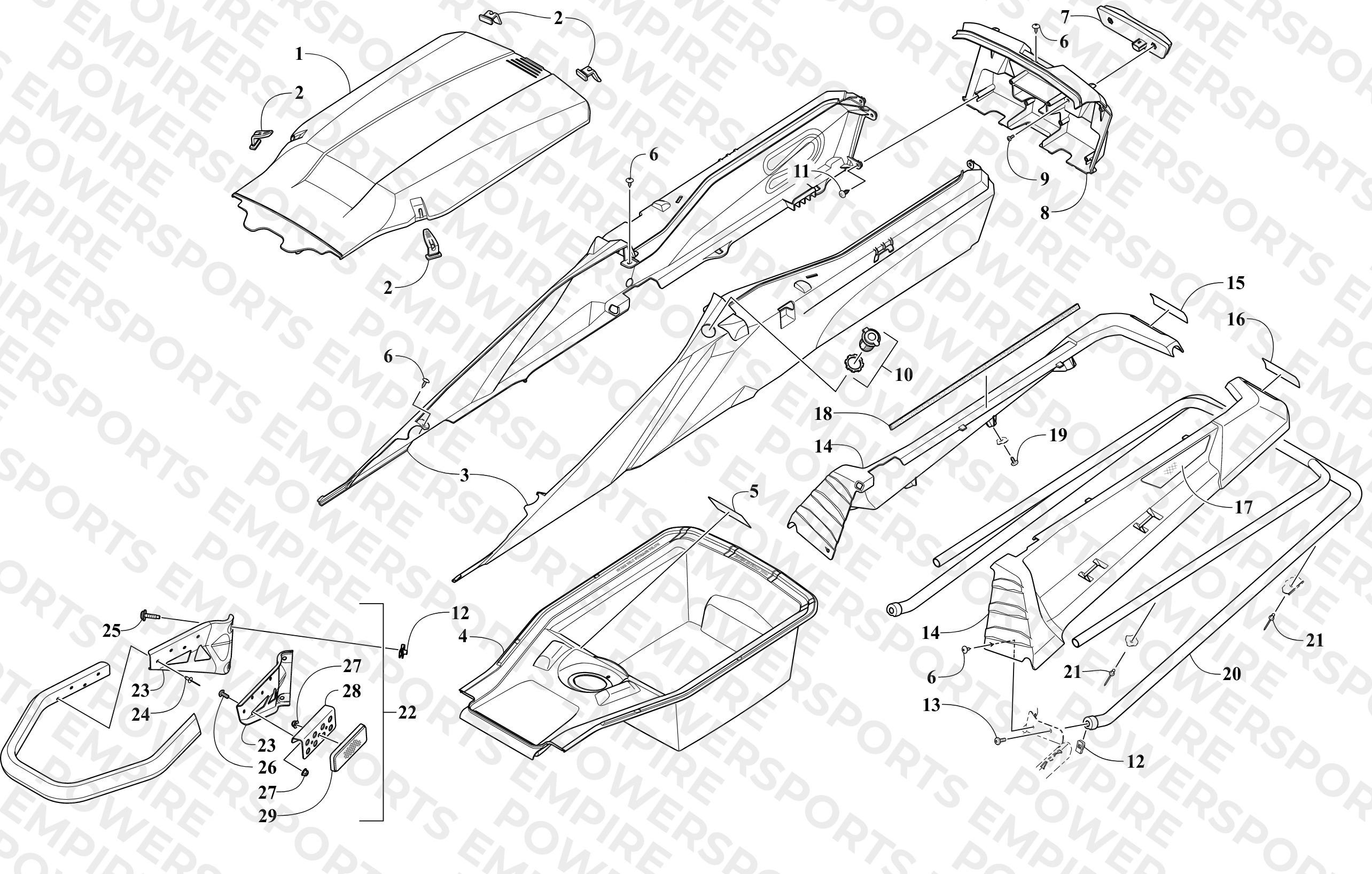 BUMPER, STORAGE, AND TAILLIGHT ASSEMBLY