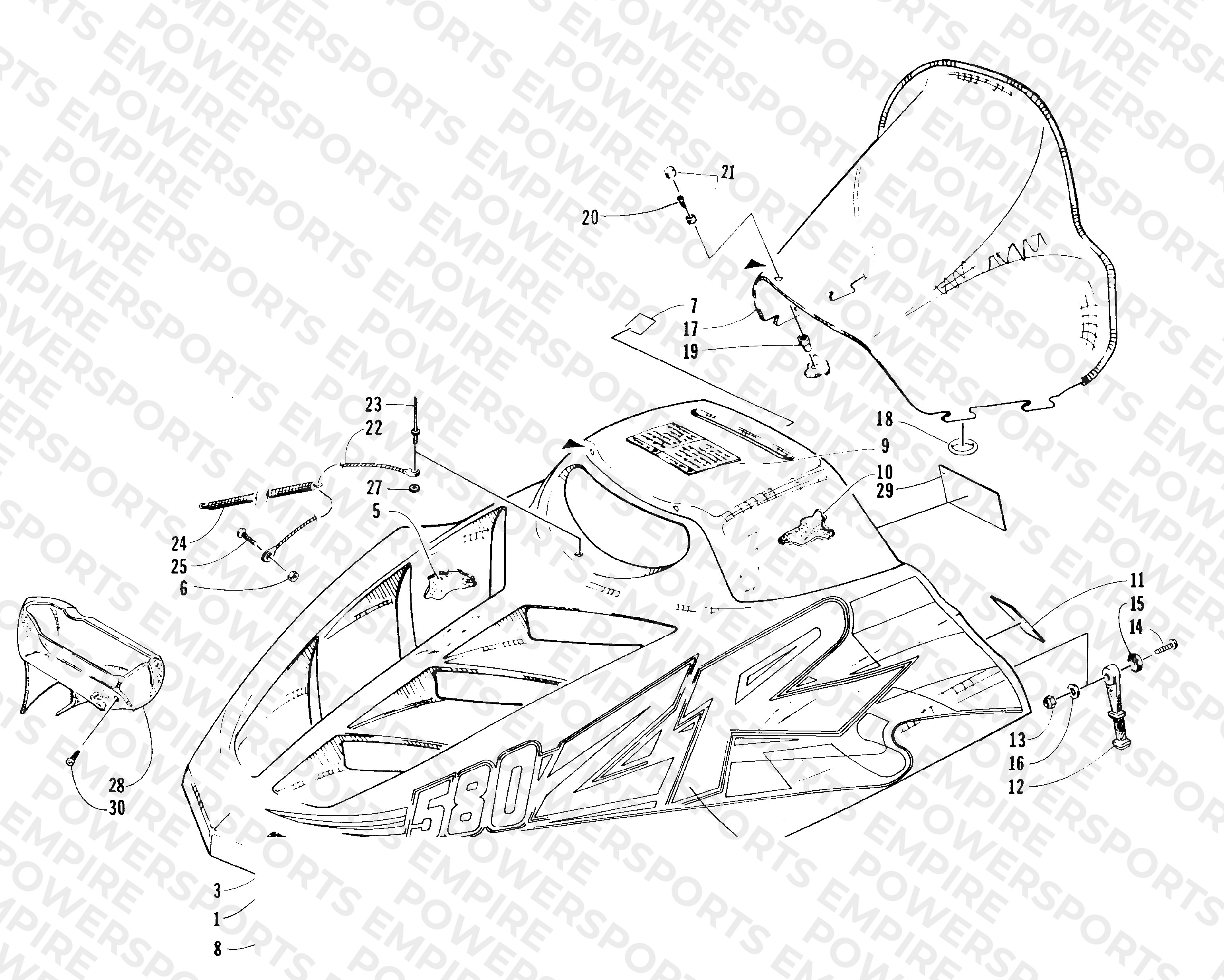 HOOD AND WINDSHIELD ASSEMBLY