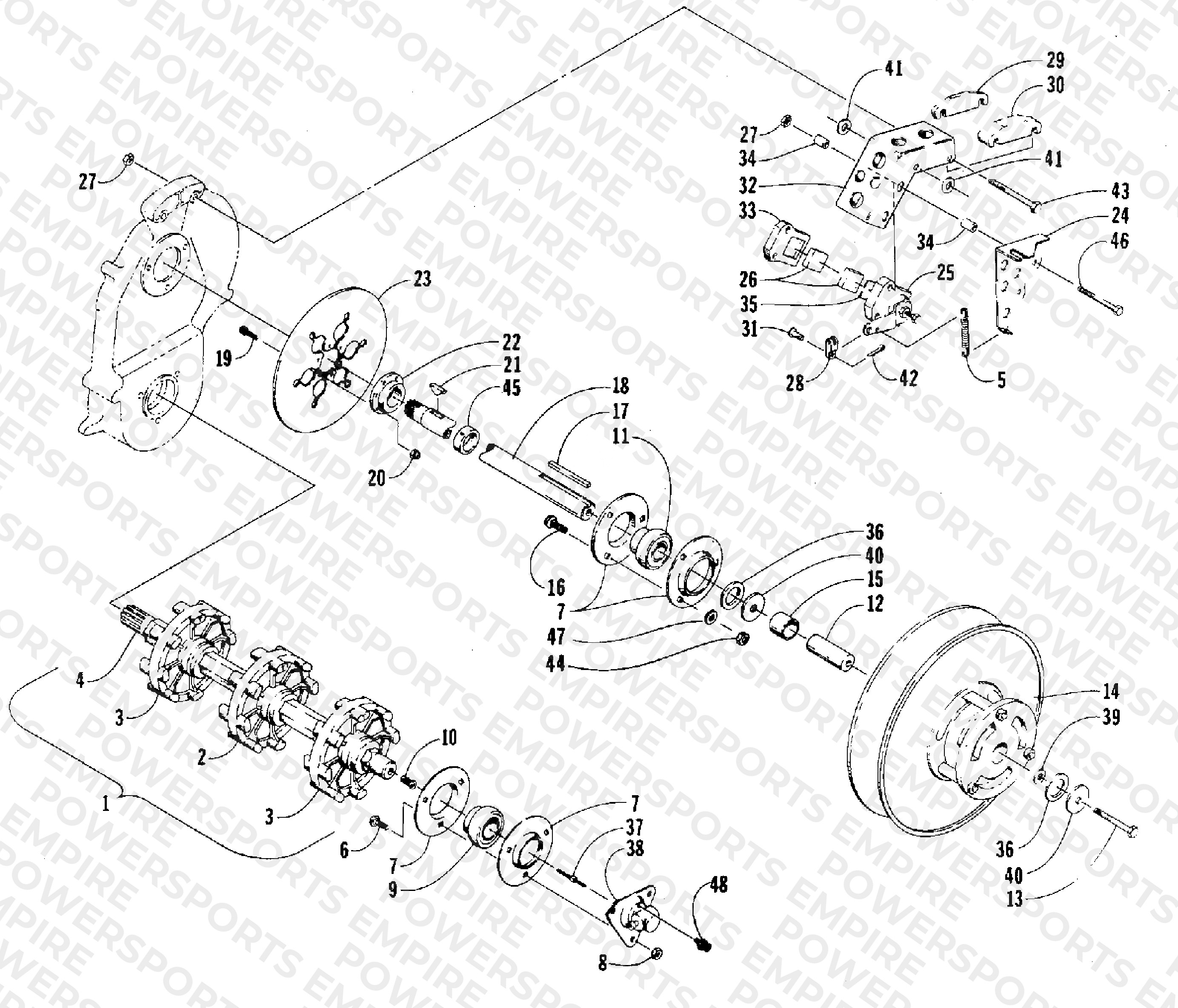 DRIVE TRAIN SHAFTS AND BRAKE ASSEMBLIES