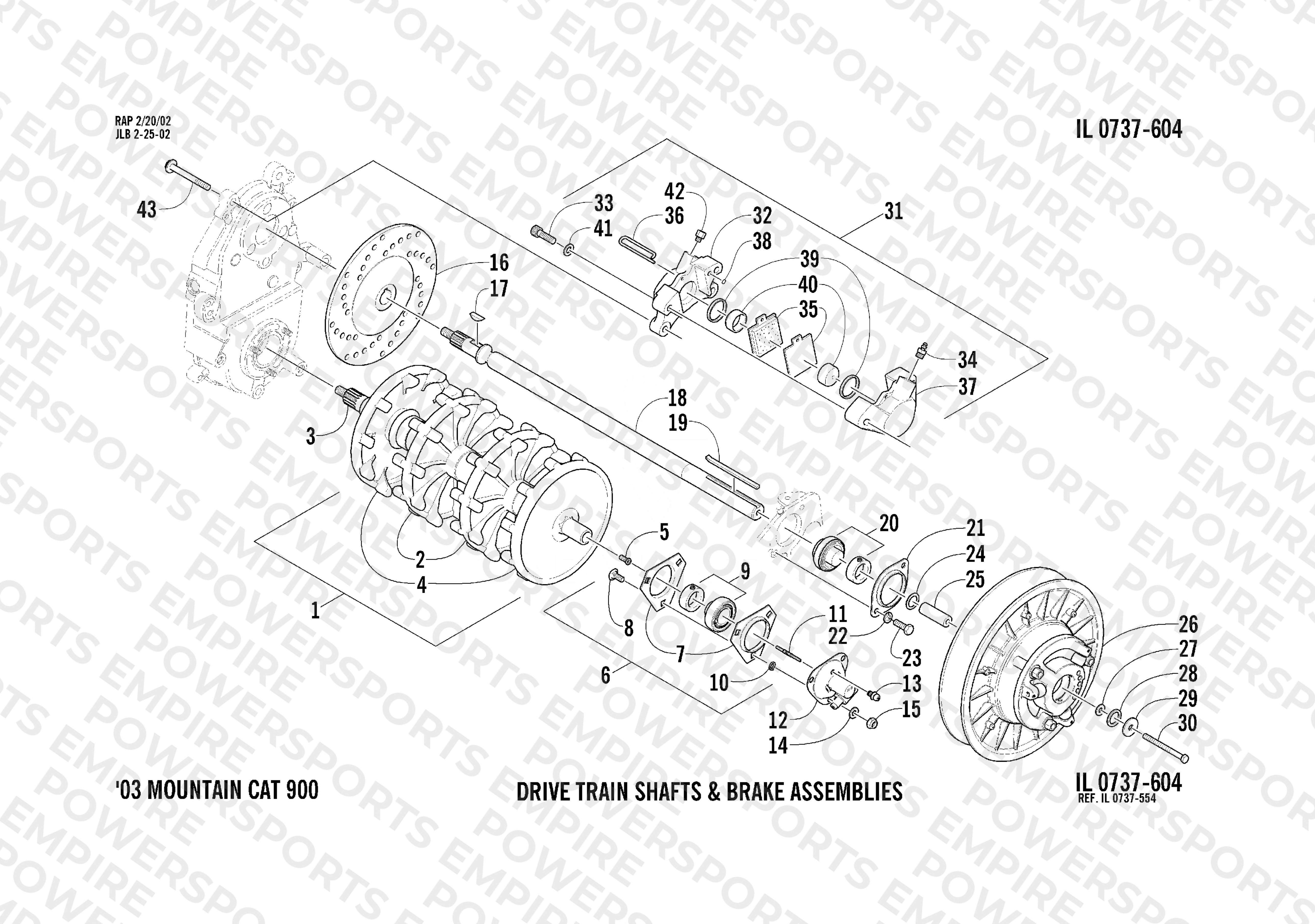 DRIVE TRAIN SHAFTS AND BRAKE ASSEMBLIES