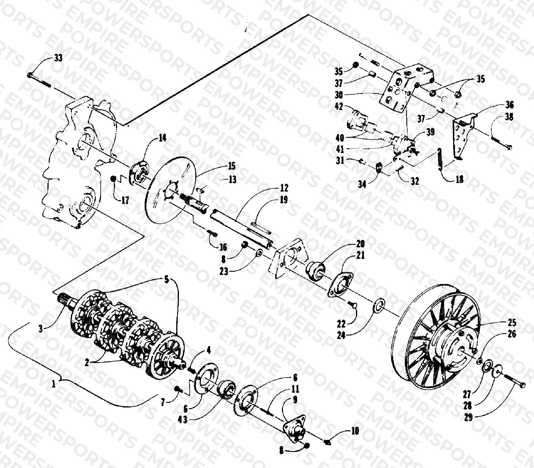 DRIVE TRAIN SHAFTS AND BRAKE ASSEMBLIES