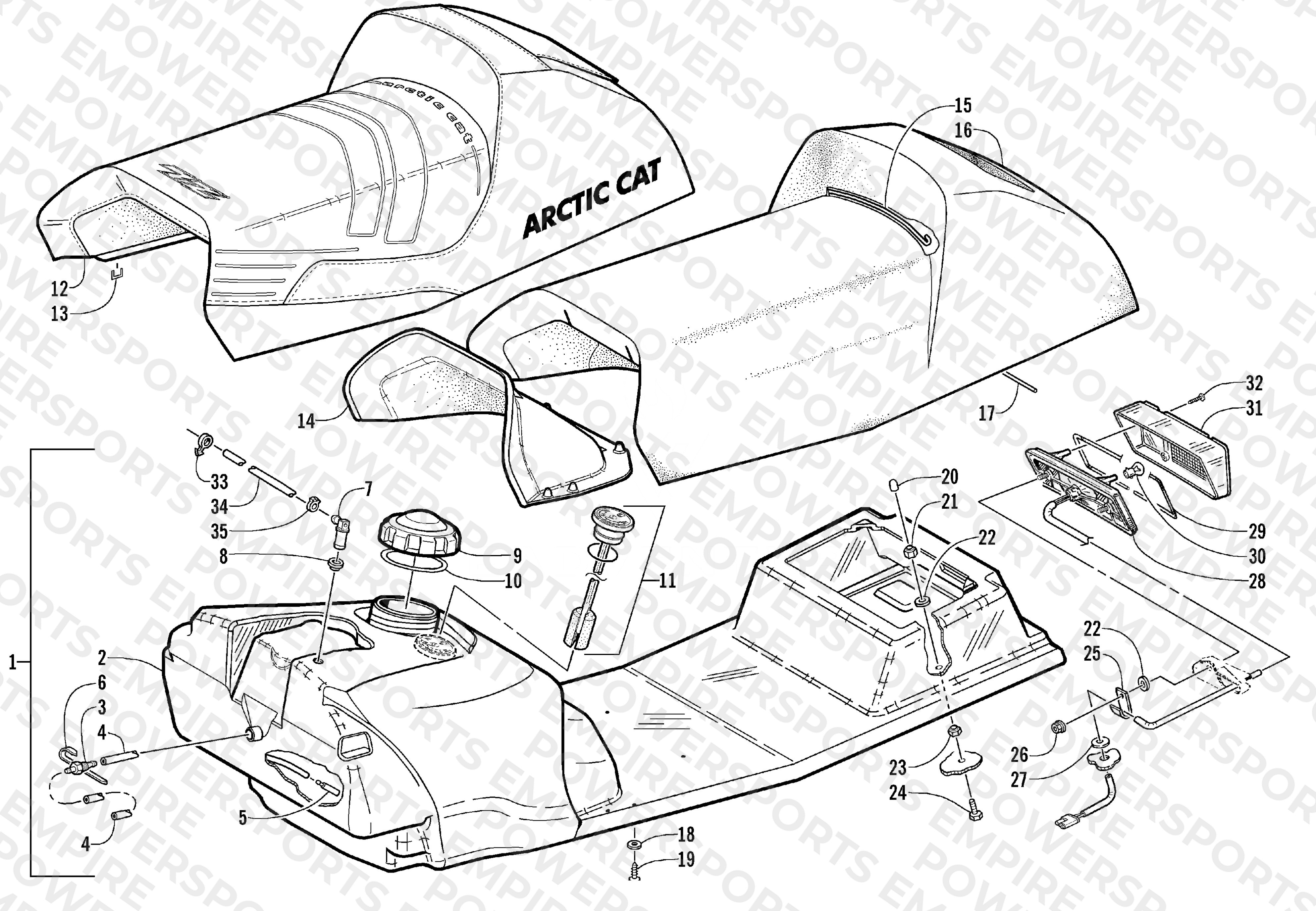 GAS TANK, SEAT, AND TAILLIGHT ASSEMBLY