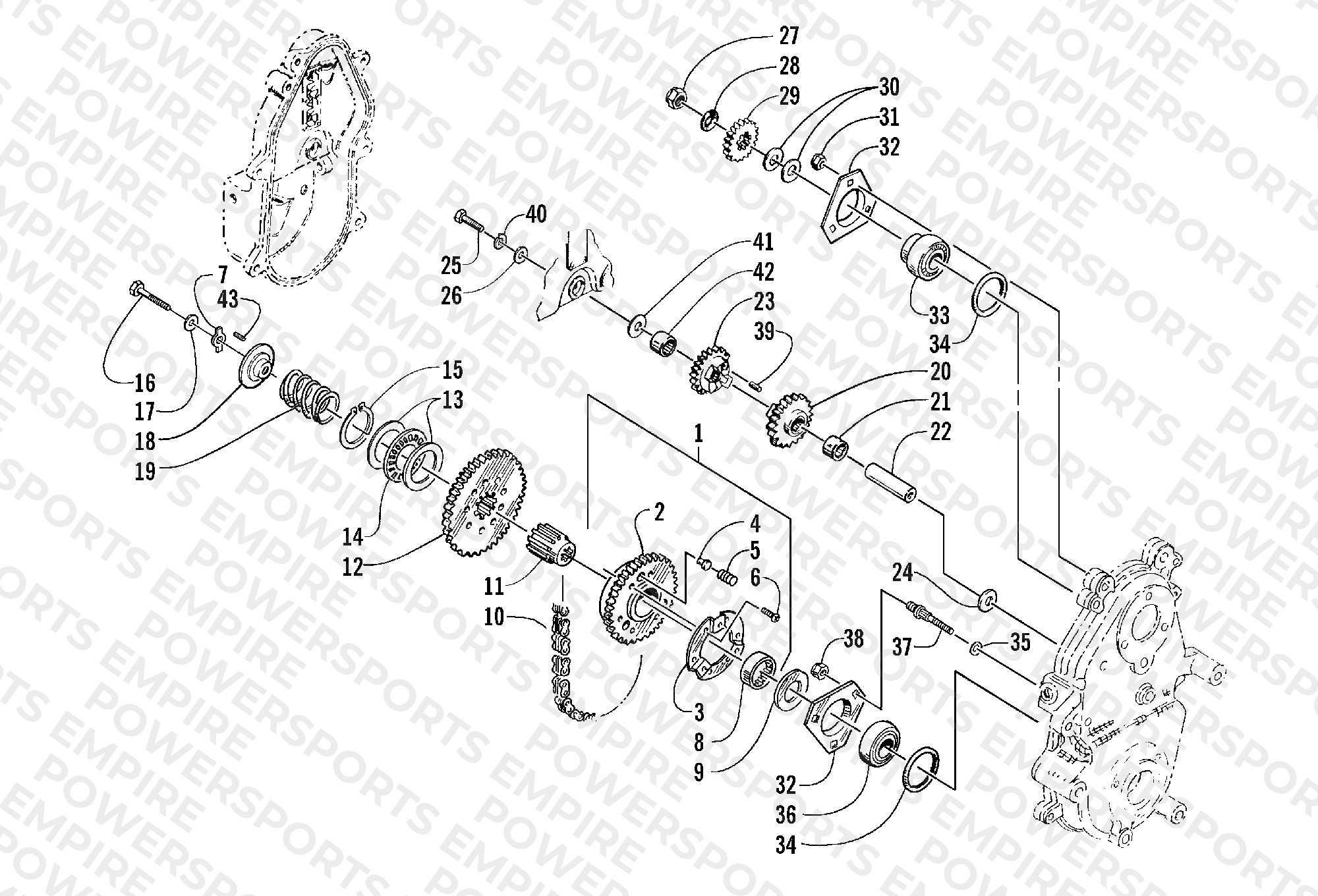 DRIVE/REVERSE DROPCASE ASSEMBLY