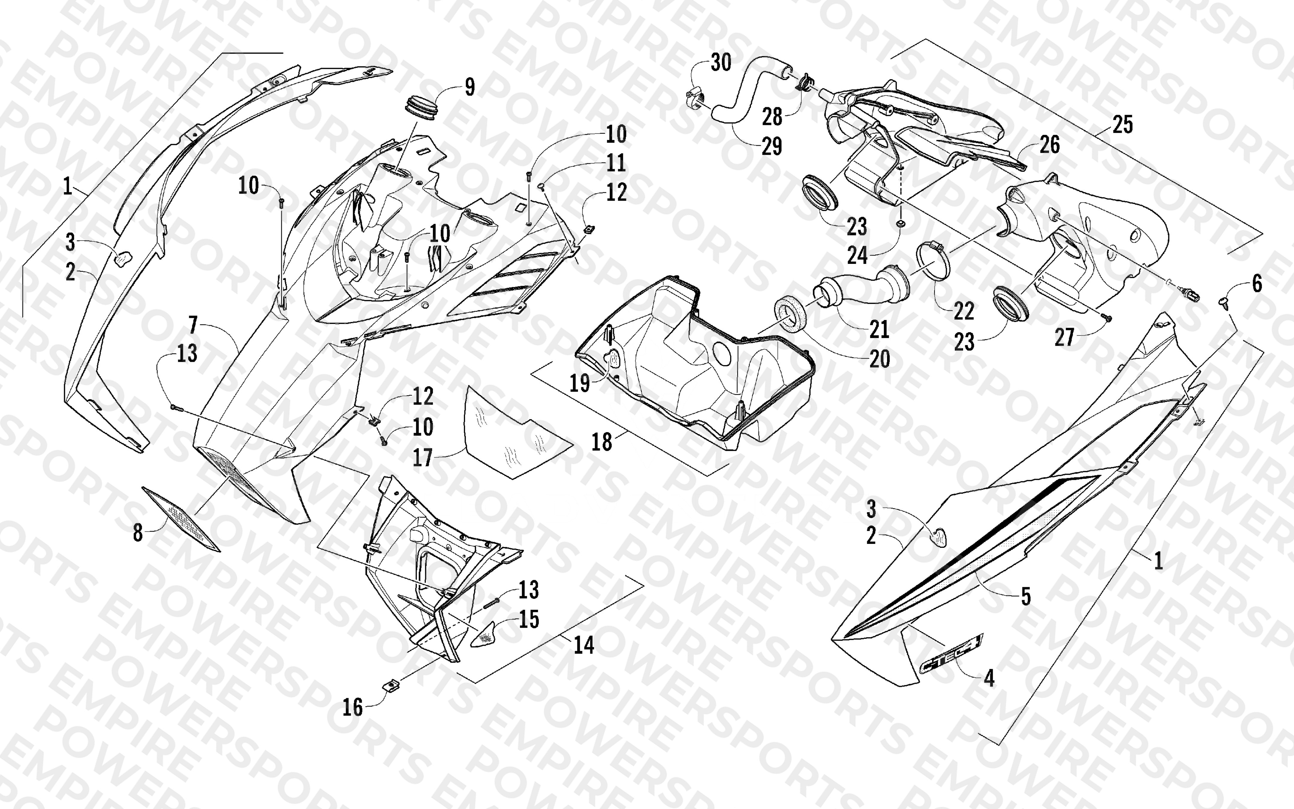 HOOD AND AIR INTAKE ASSEMBLY