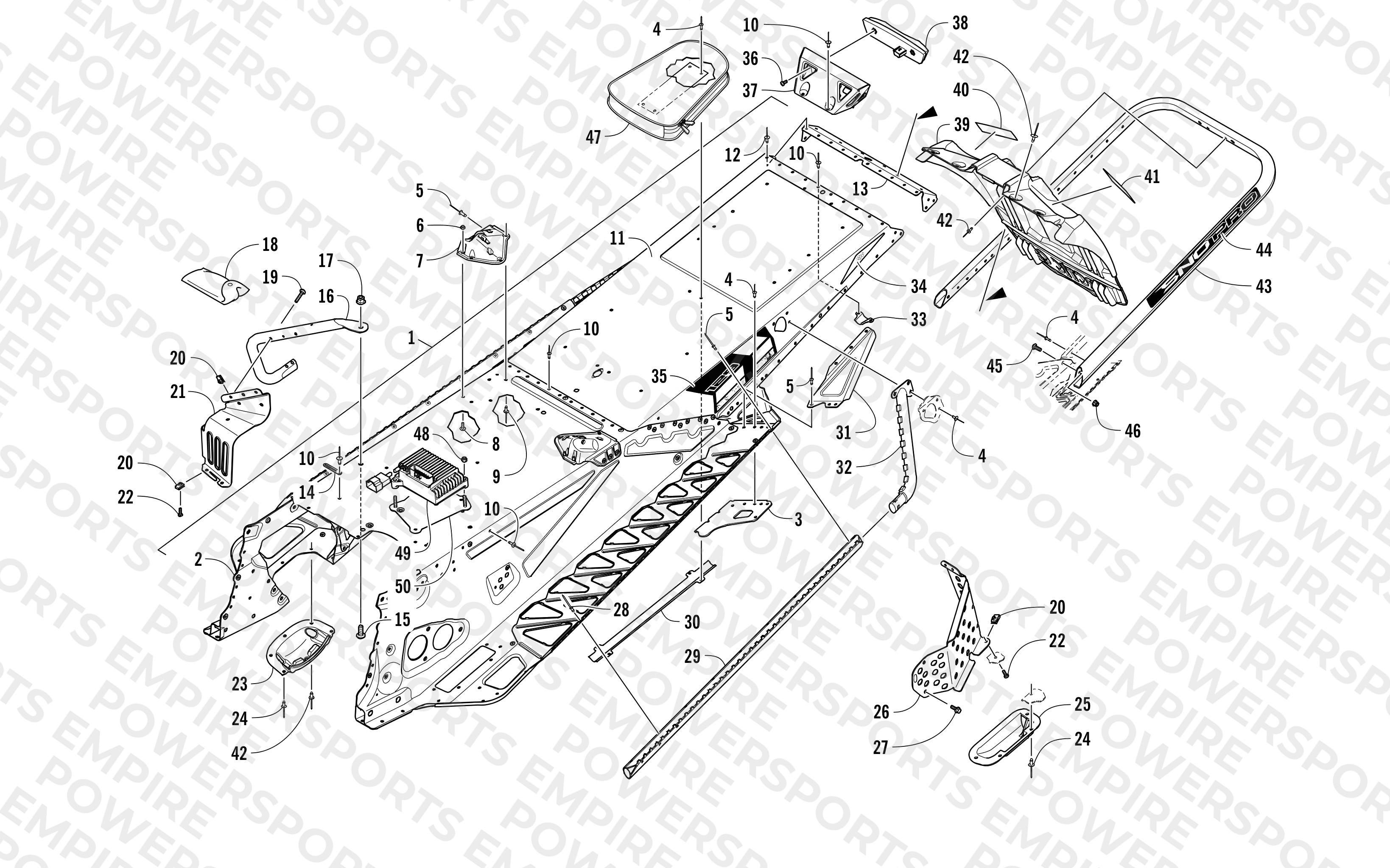 TUNNEL, REAR BUMPER, AND SNOWFLAP ASSEMBLY