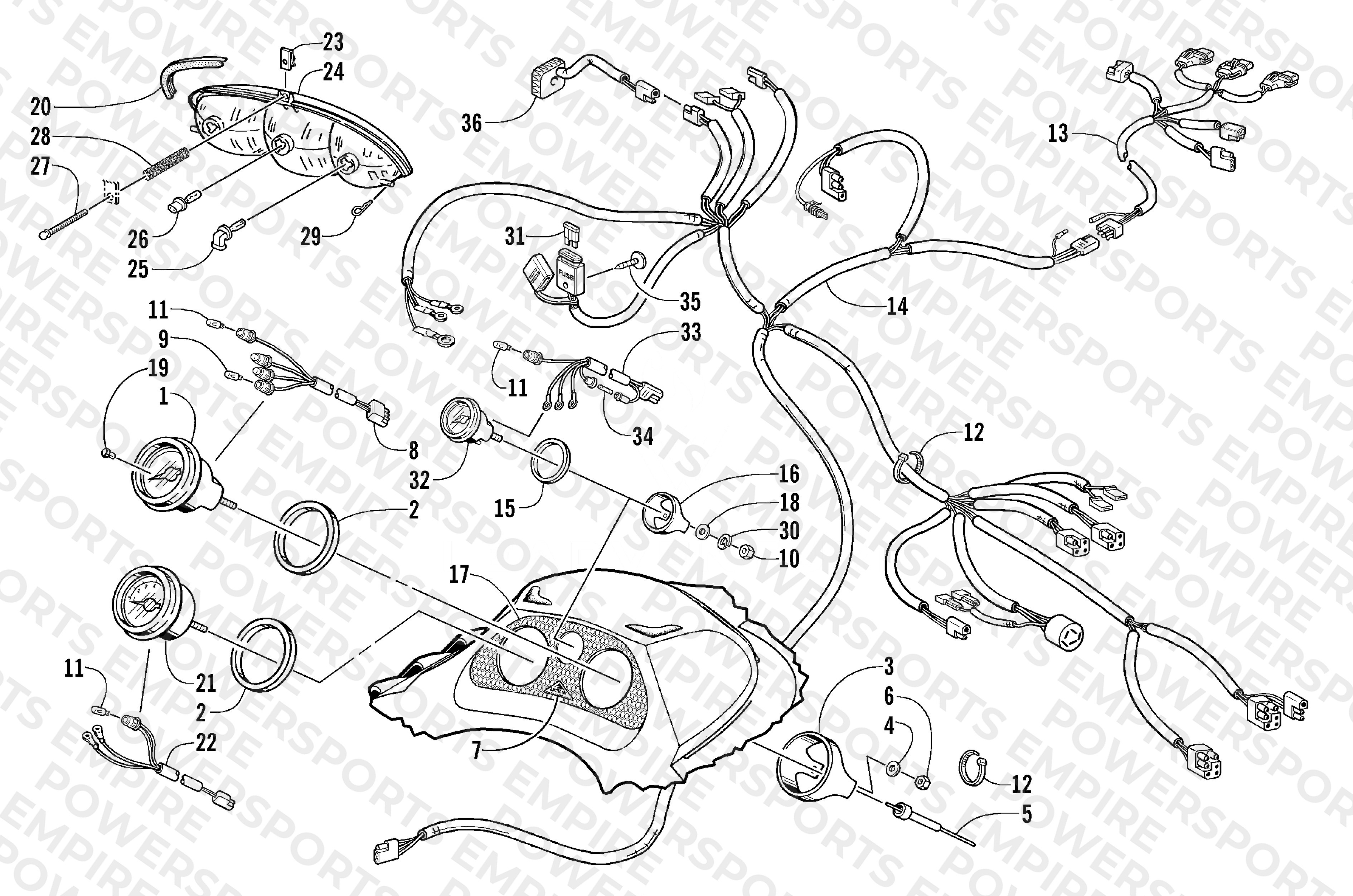 HEADLIGHT, INSTRUMENTS, AND WIRING ASSEMBLIES