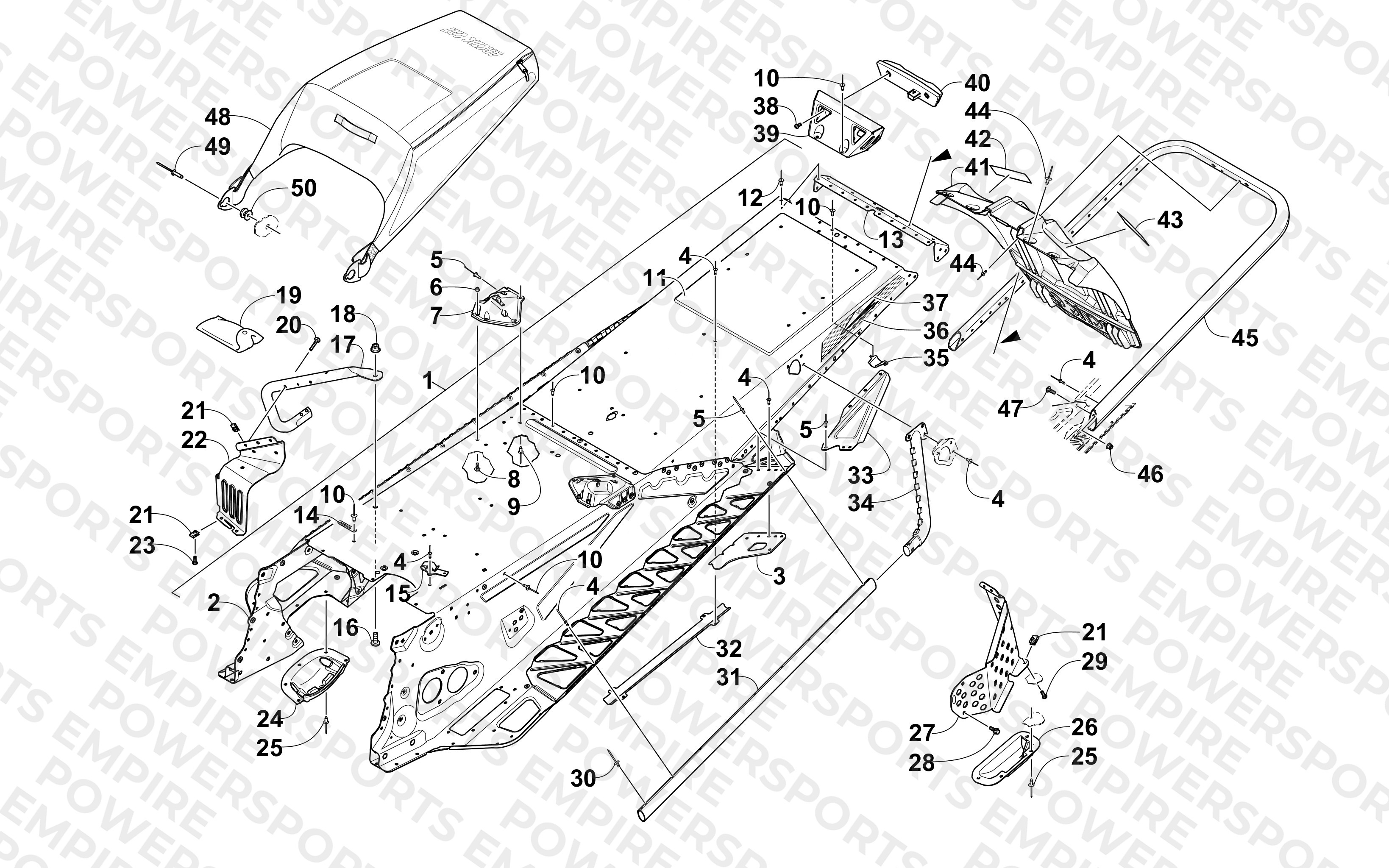 TUNNEL, REAR BUMPER, AND SNOWFLAP ASSEMBLY