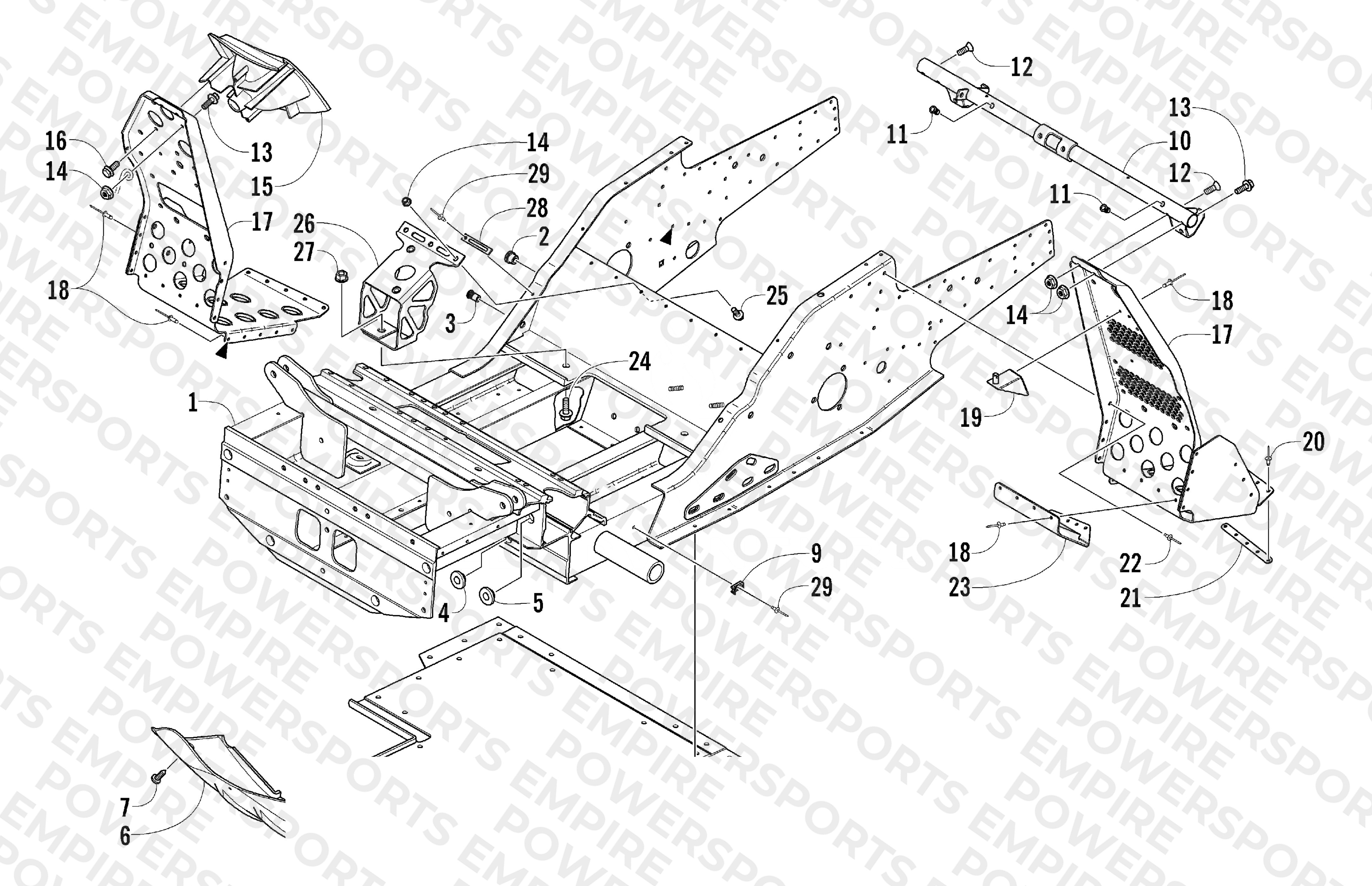 FRONT FRAME AND FOOTREST ASSEMBLY