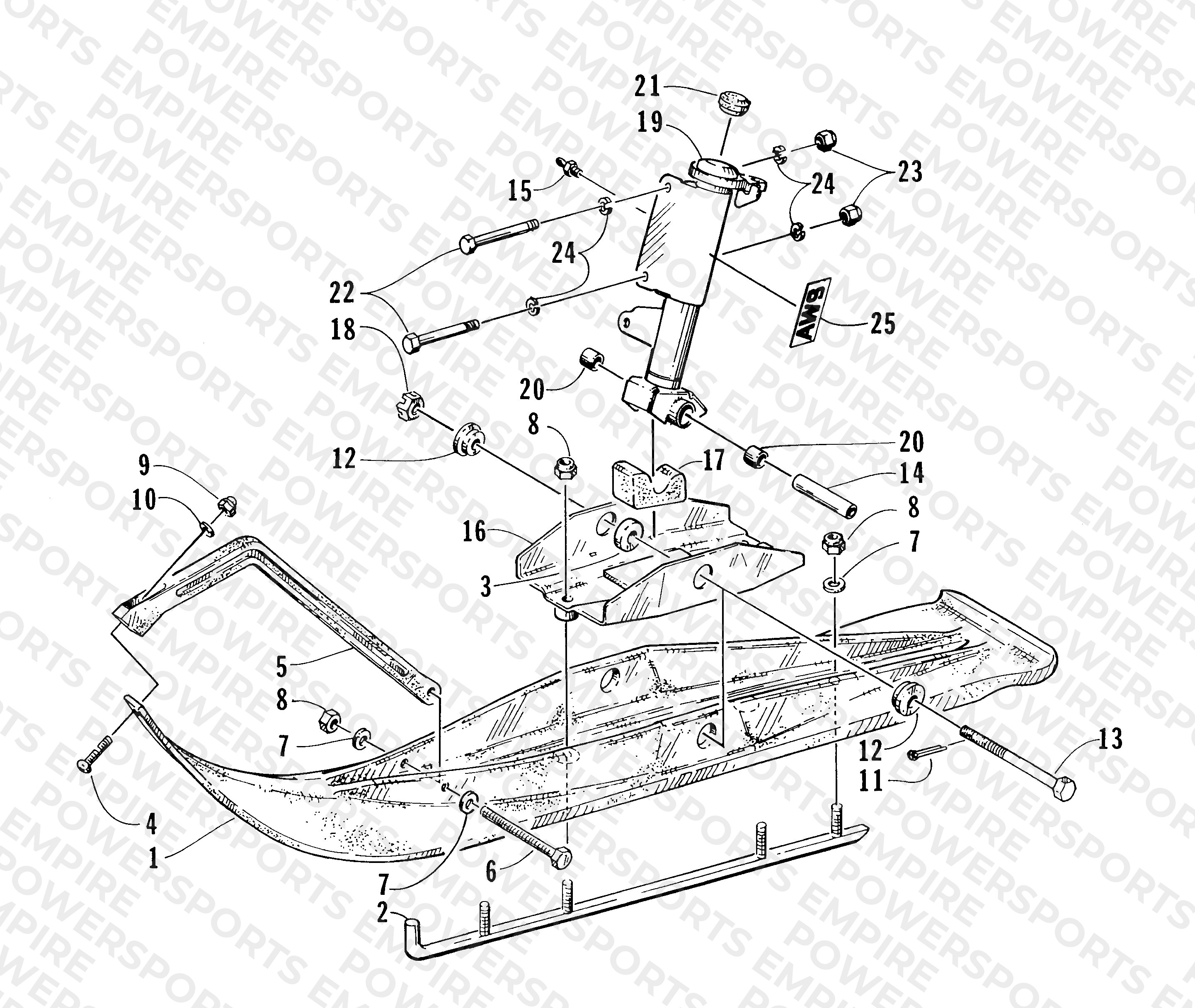 SKI AND SPINDLE ASSEMBLY