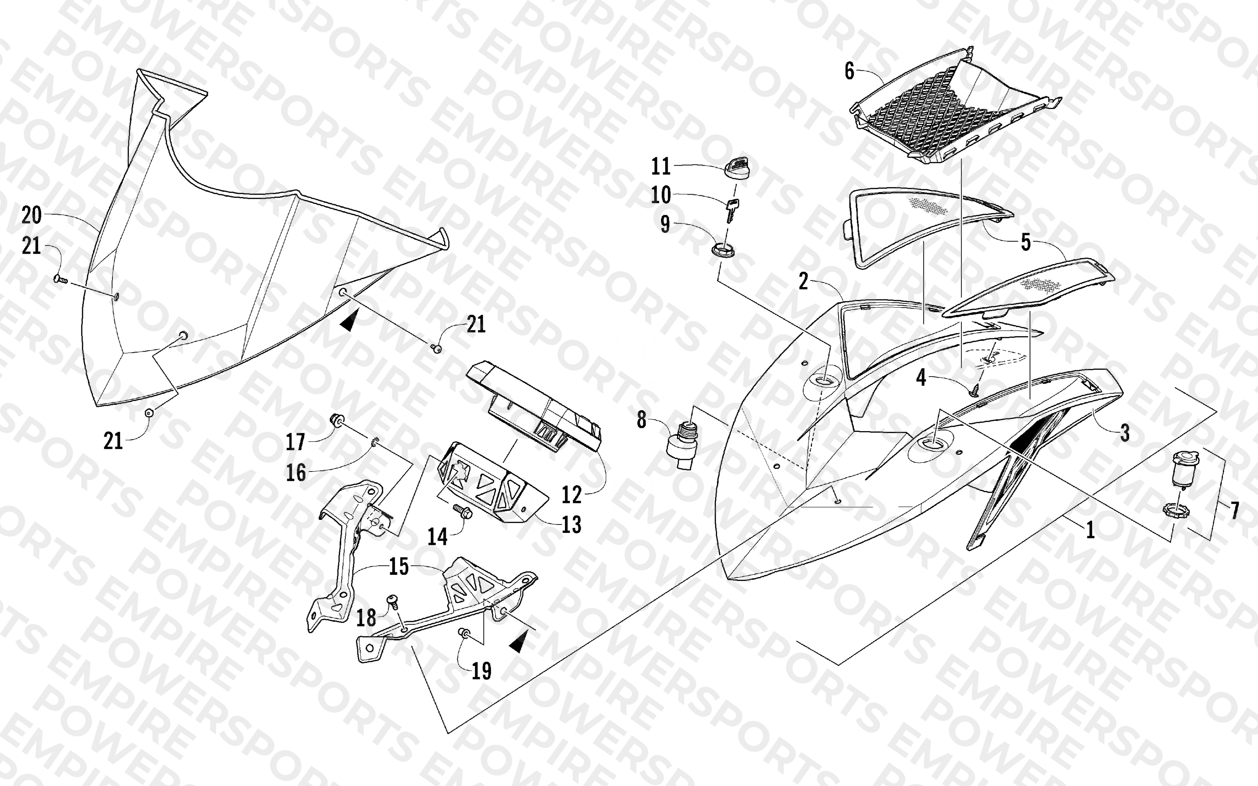 WINDSHIELD AND INSTRUMENTS ASSEMBLIES