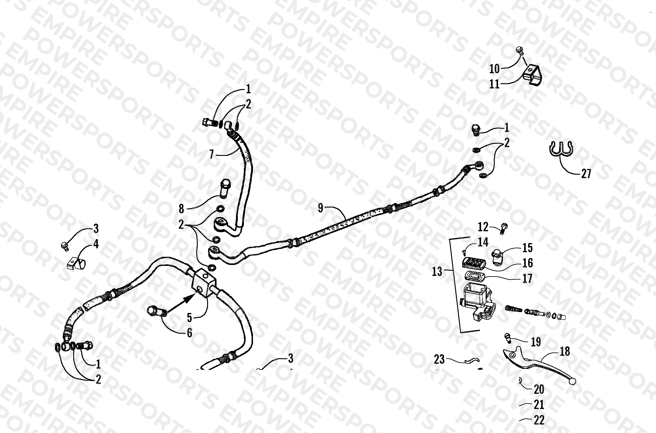 HYDRAULIC BRAKE HOSE AND HAND BRAKE ASSEMBLY
