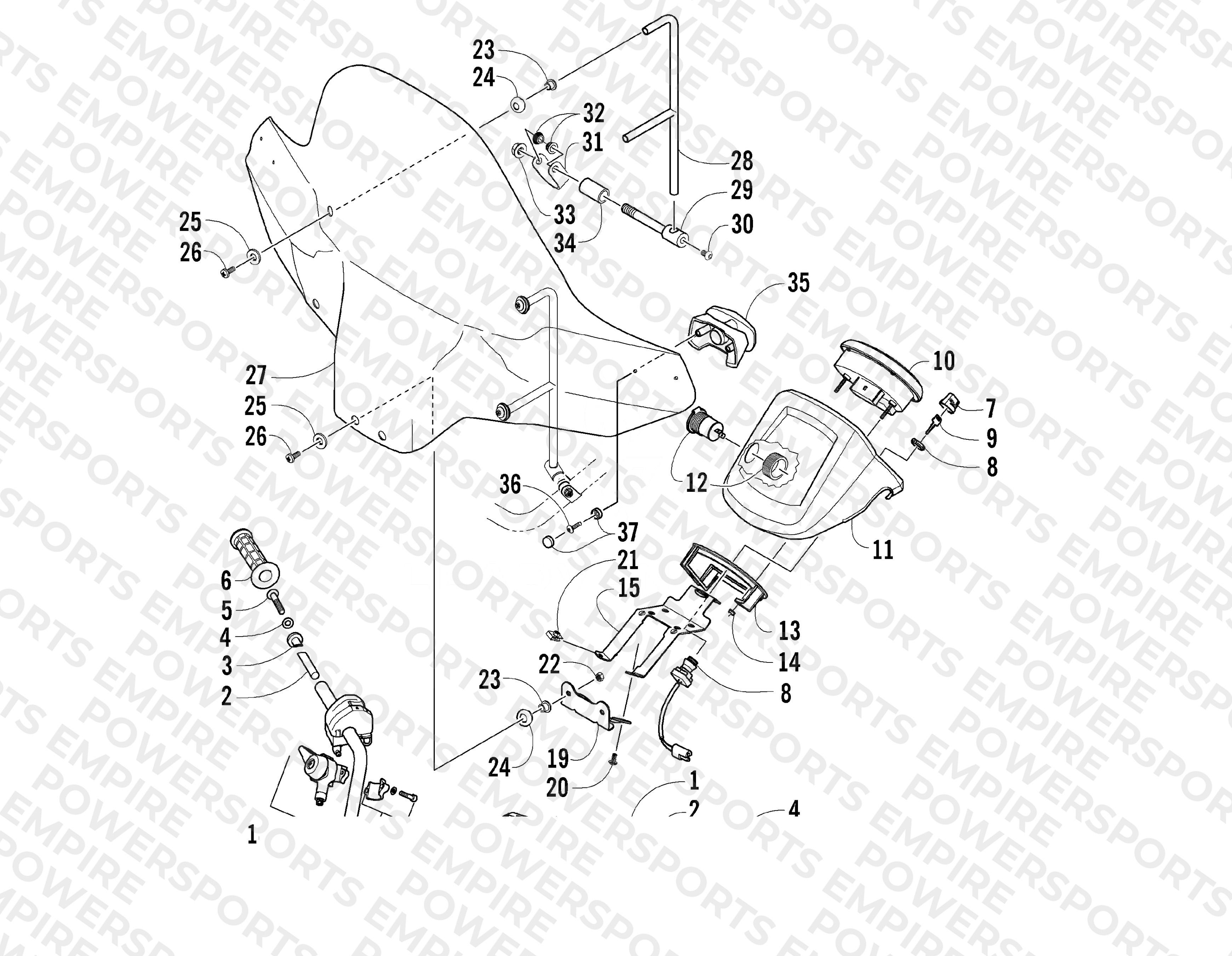 HANDLEBAR AND WINDSHIELD ASSEMBLY