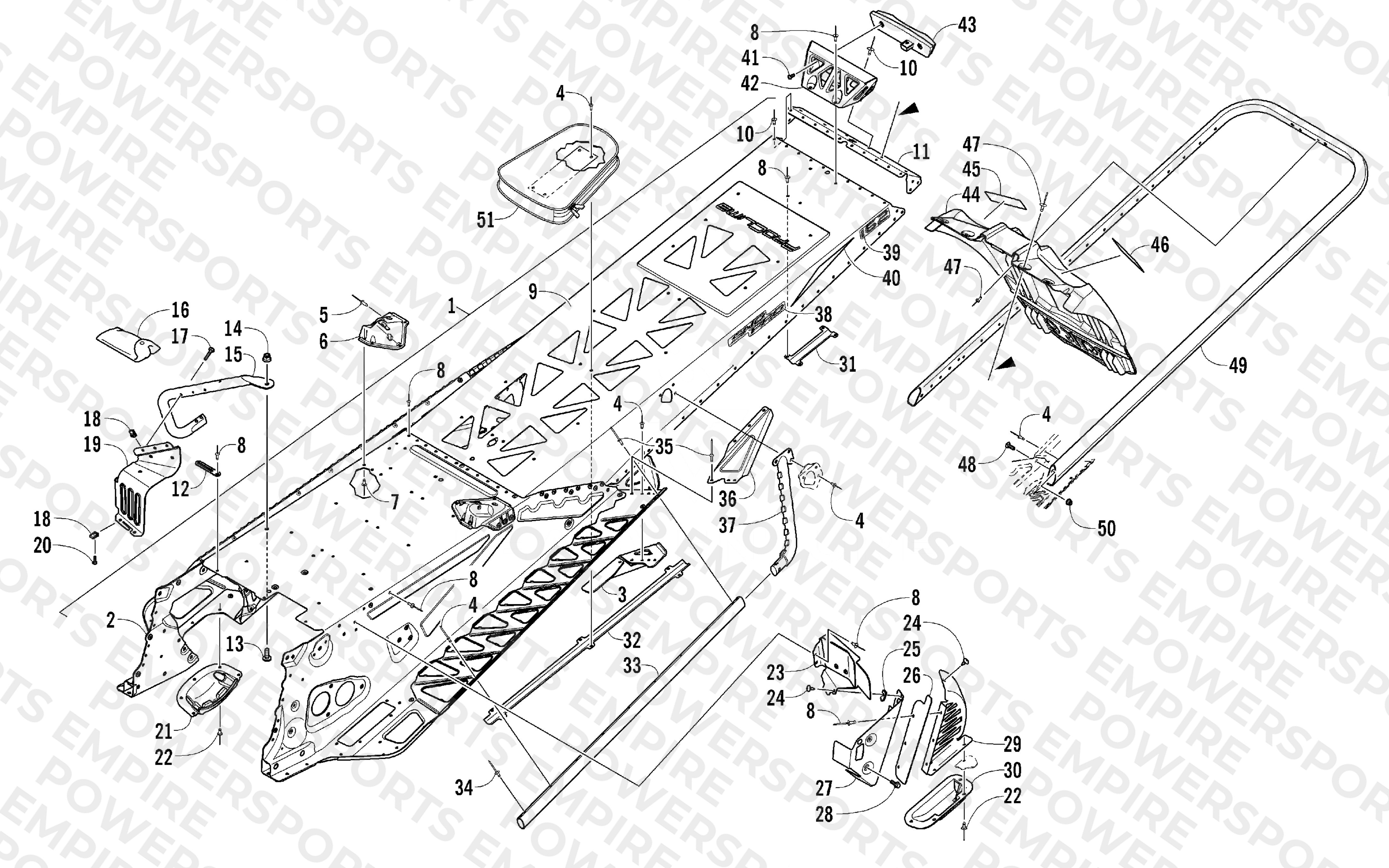 TUNNEL, REAR BUMPER, AND SNOWFLAP ASSEMBLY