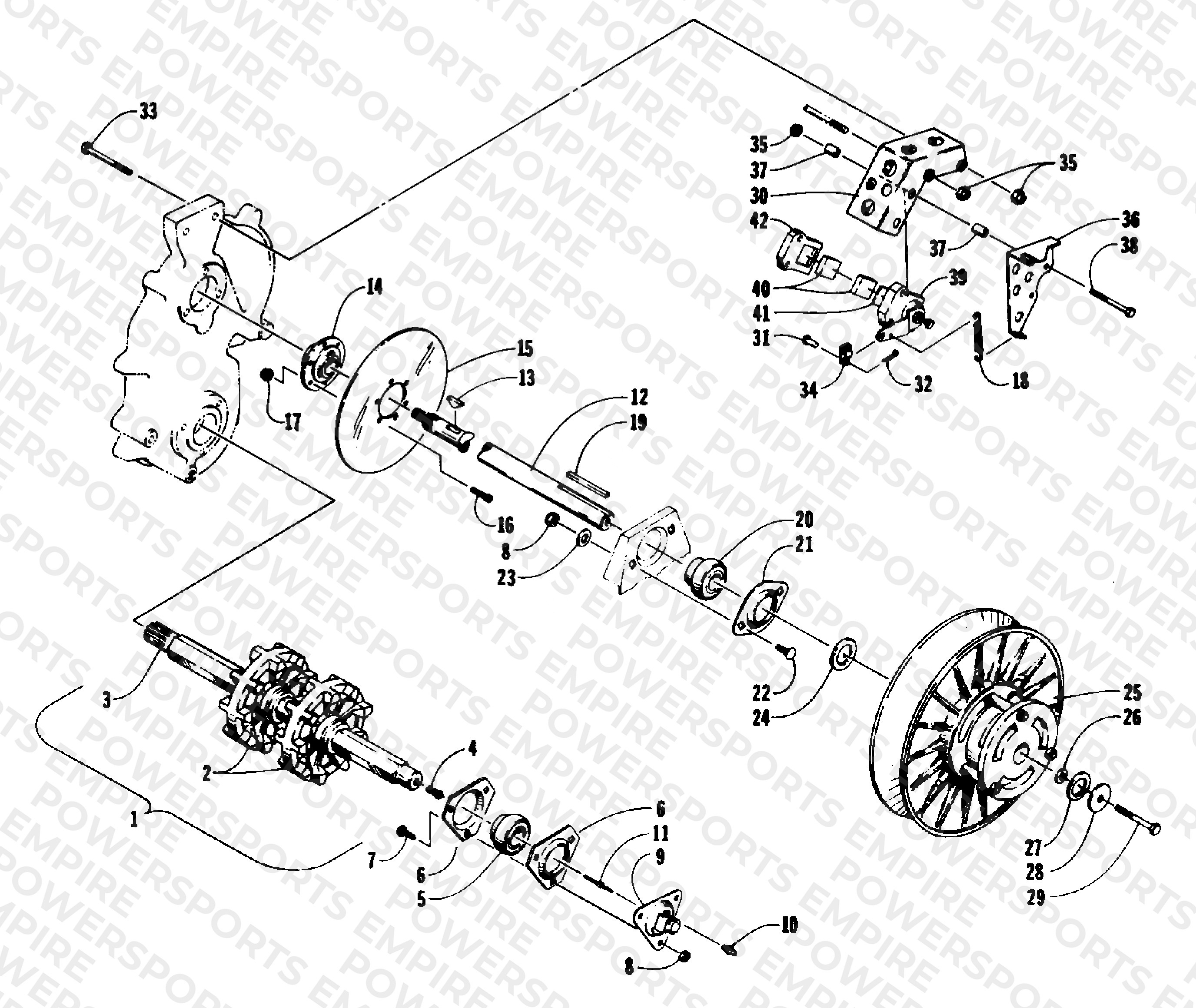DRIVE TRAIN SHAFTS AND BRAKE ASSEMBLIES