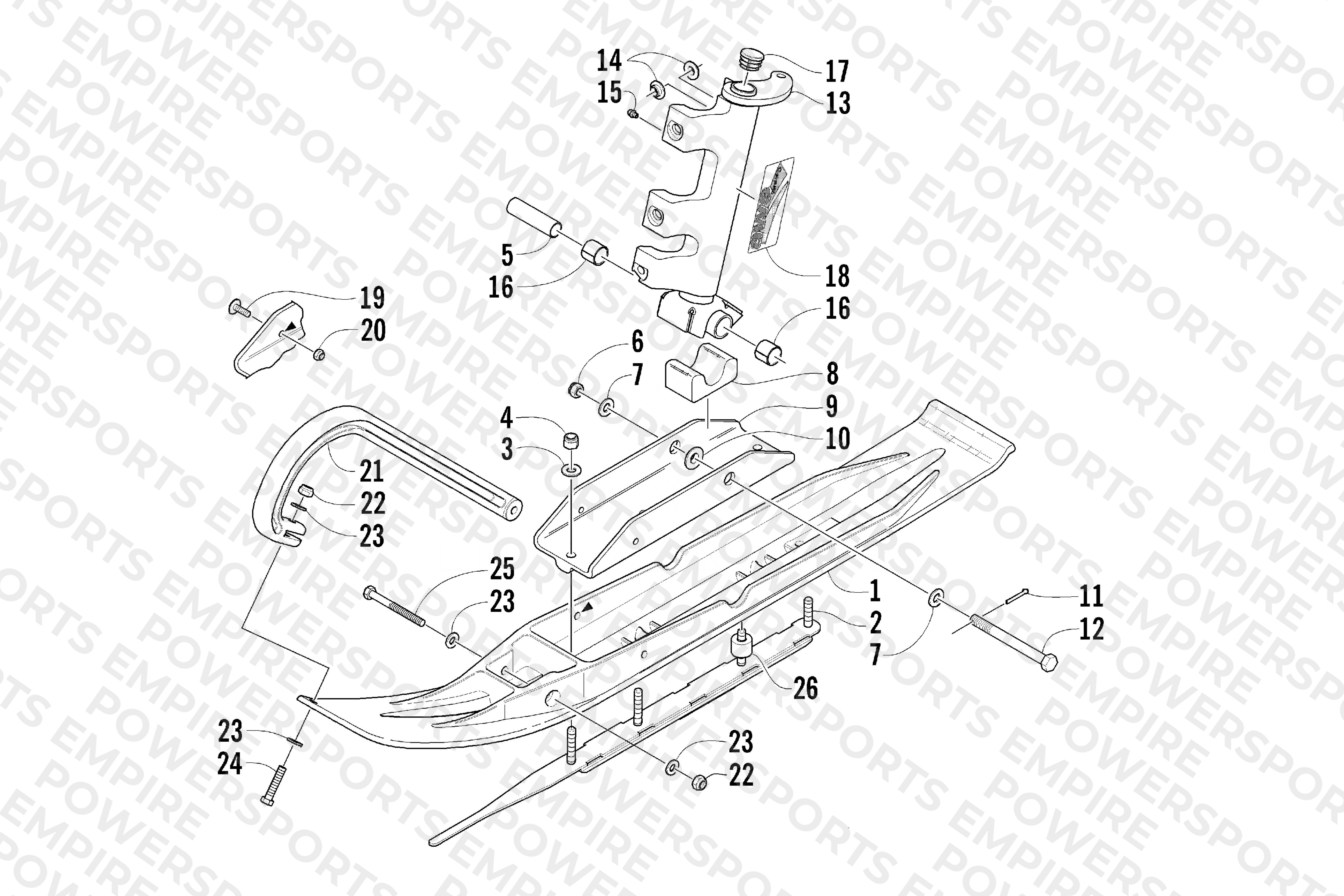 SKI AND SPINDLE ASSEMBLY