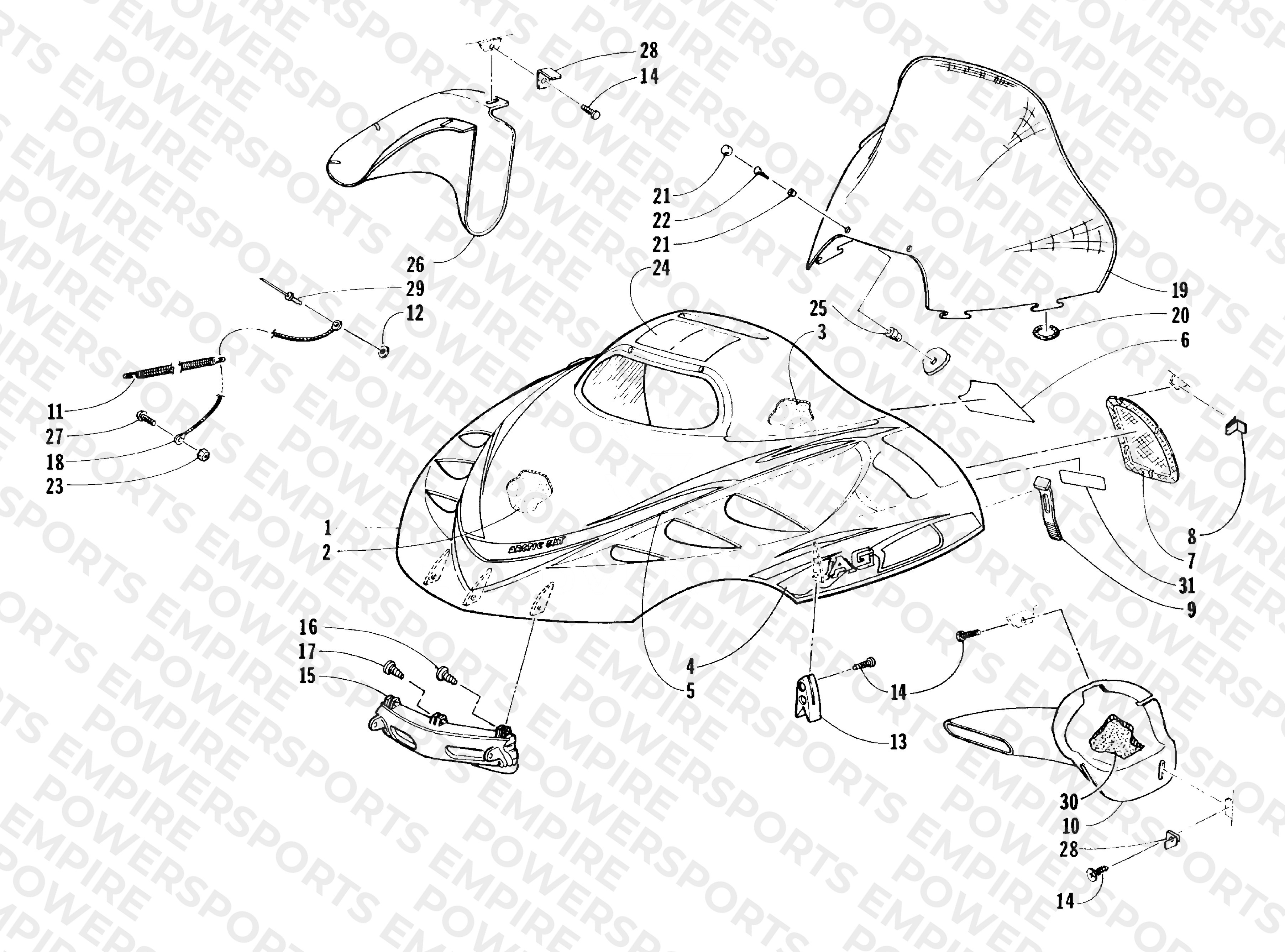 HOOD AND WINDSHIELD ASSEMBLY