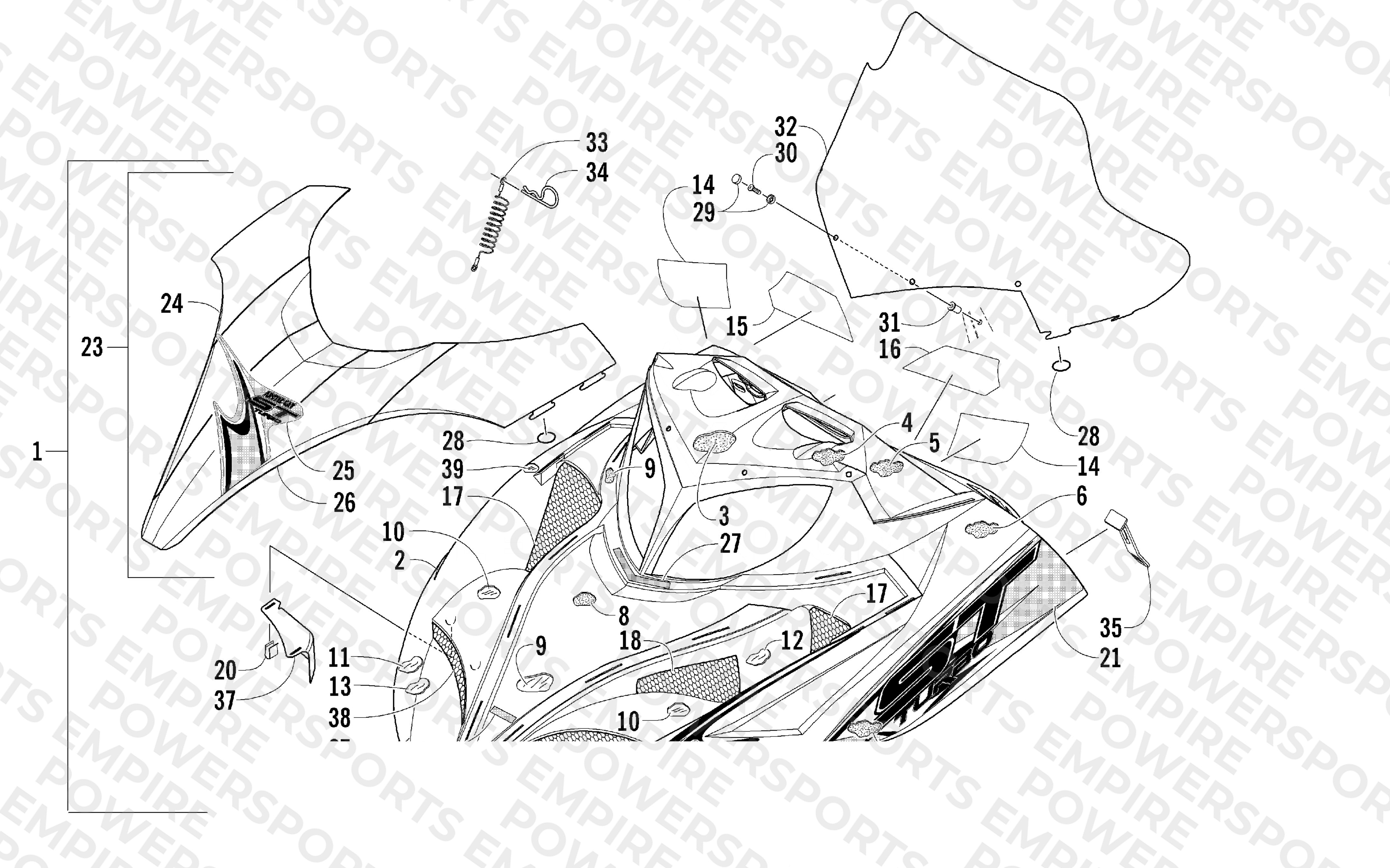 HOOD AND WINDSHIELD ASSEMBLY