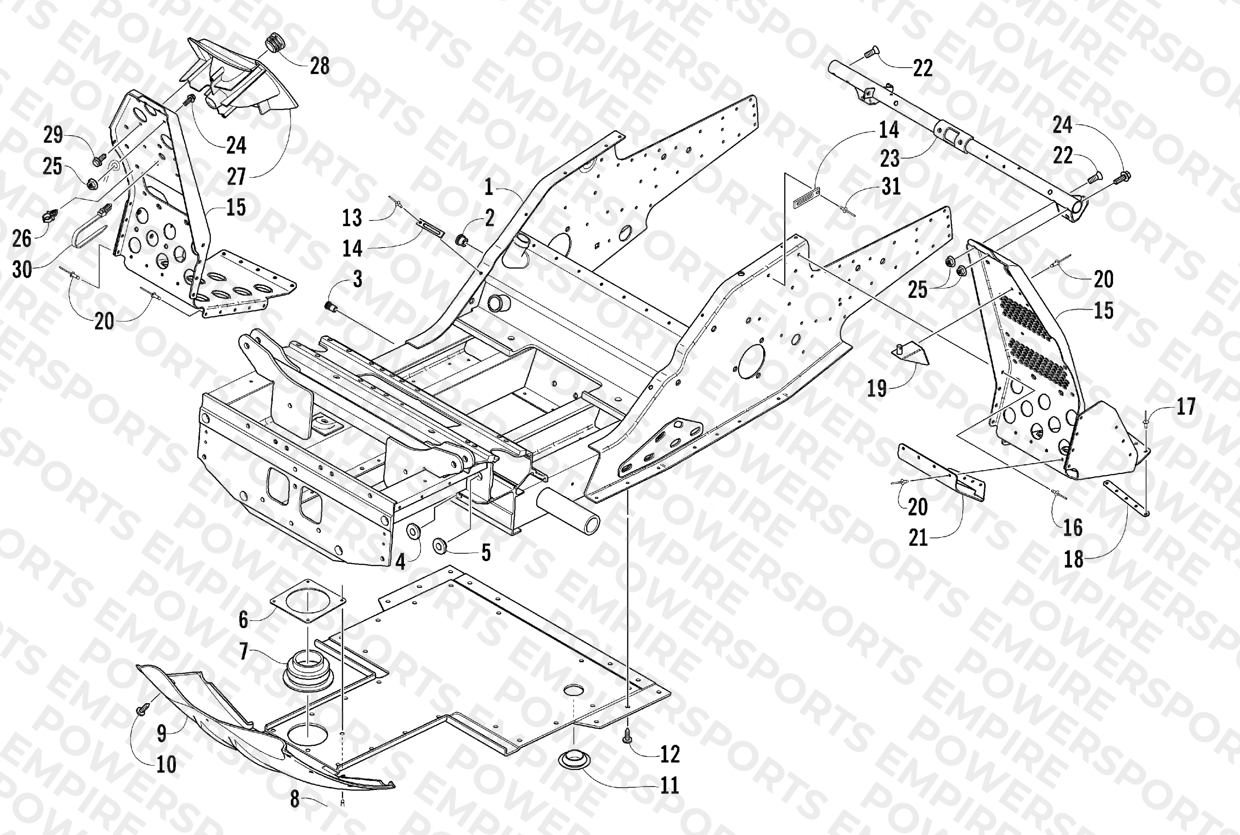 FRONT FRAME AND FOOTREST ASSEMBLY