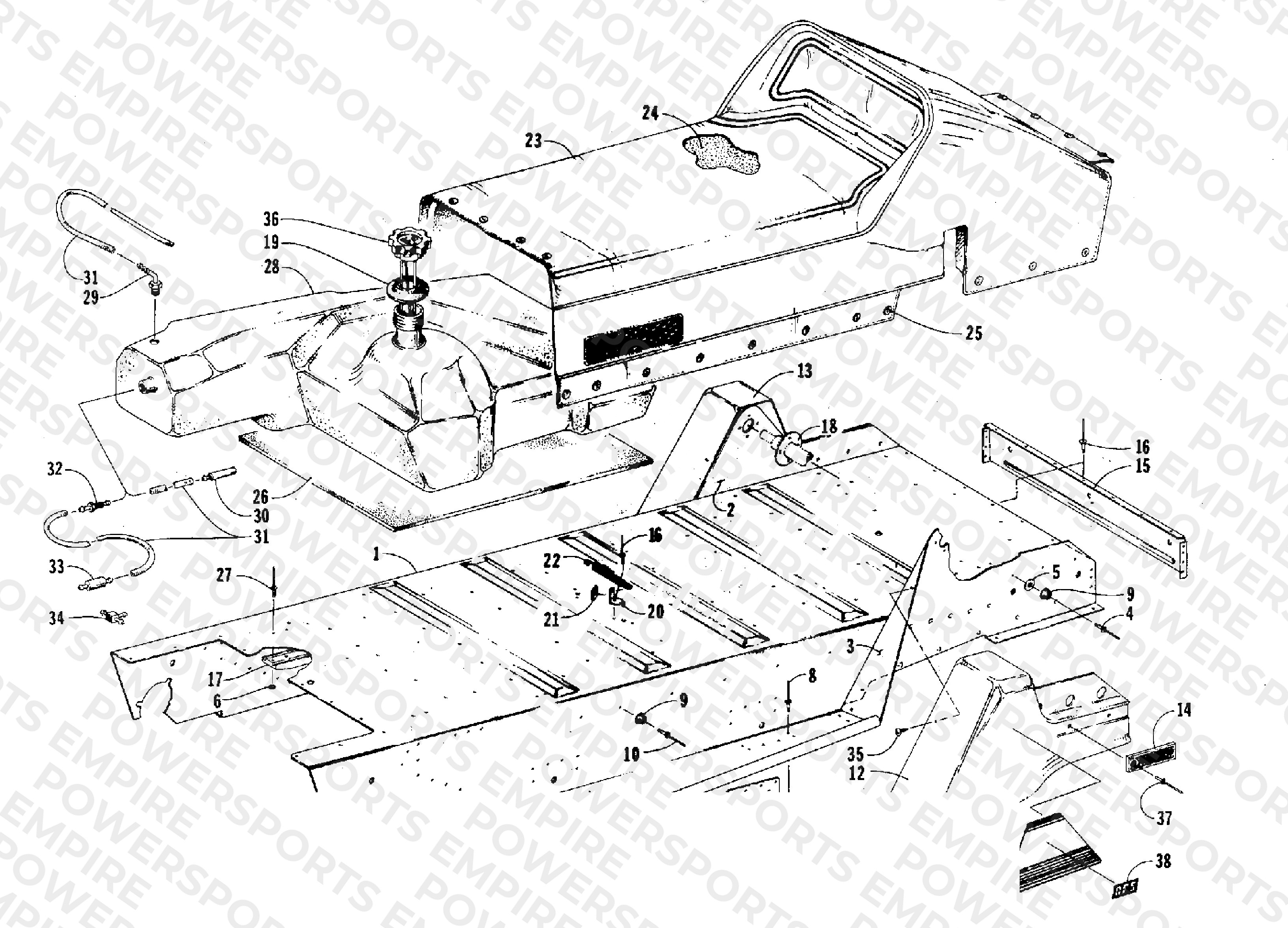 TUNNEL, GAS TANK AND SEAT
