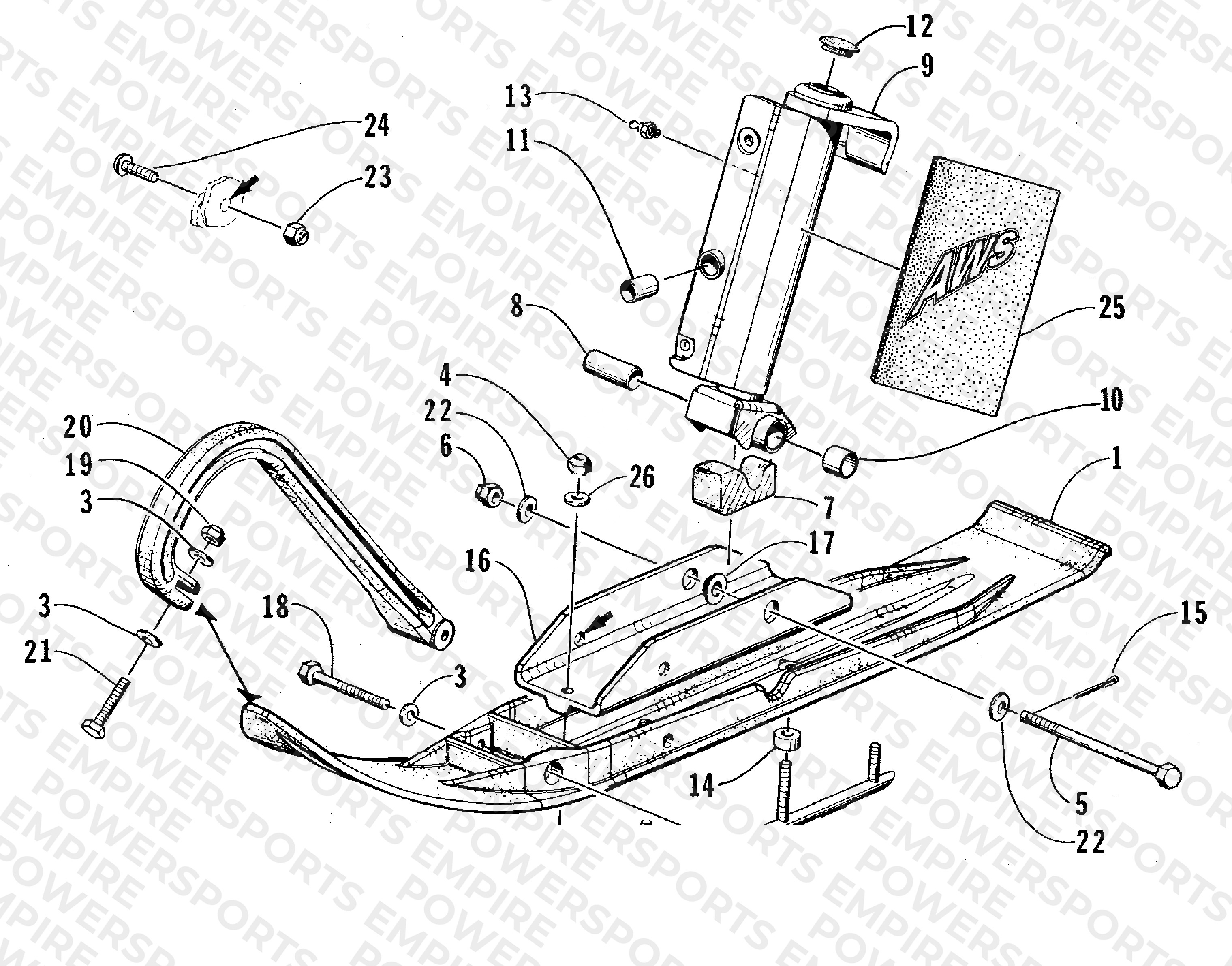 SKI AND SPINDLE ASSEMBLY